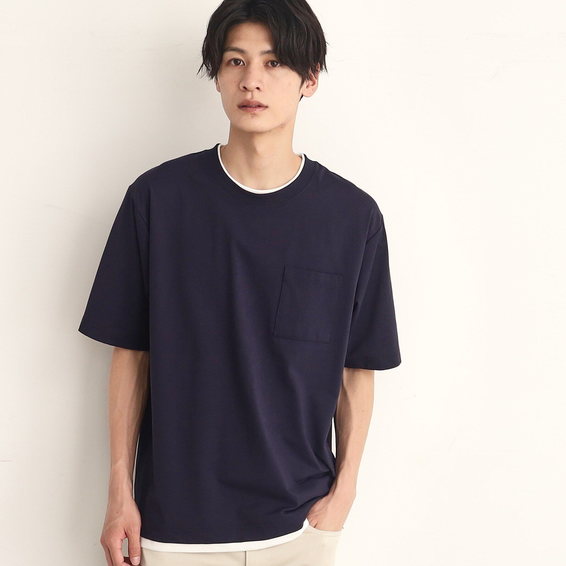 THE SHOP TK「【接触冷感／吸水速乾／UVカット／防シワ 】LIGHT PERFECTEE／ライトパーフェクティー」|Tシャツ・カットソー|ネイビー(094)