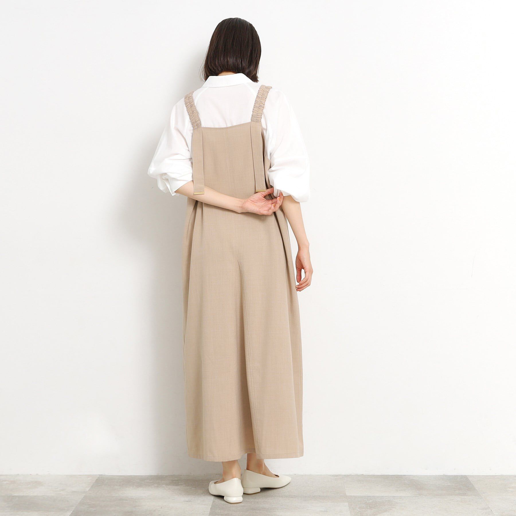 THE SHOP TK「ギャザーストラップ麻調ワンピース」|ワンピース|