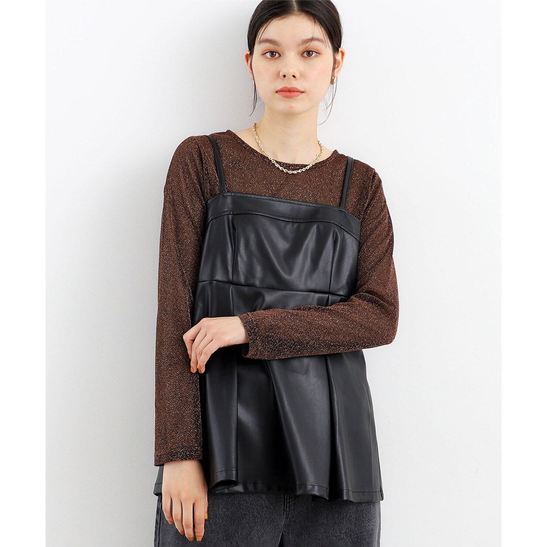 THE SHOP TK「【ヒルナンデス！で紹介】合皮ビスチェ」|キャミソール|