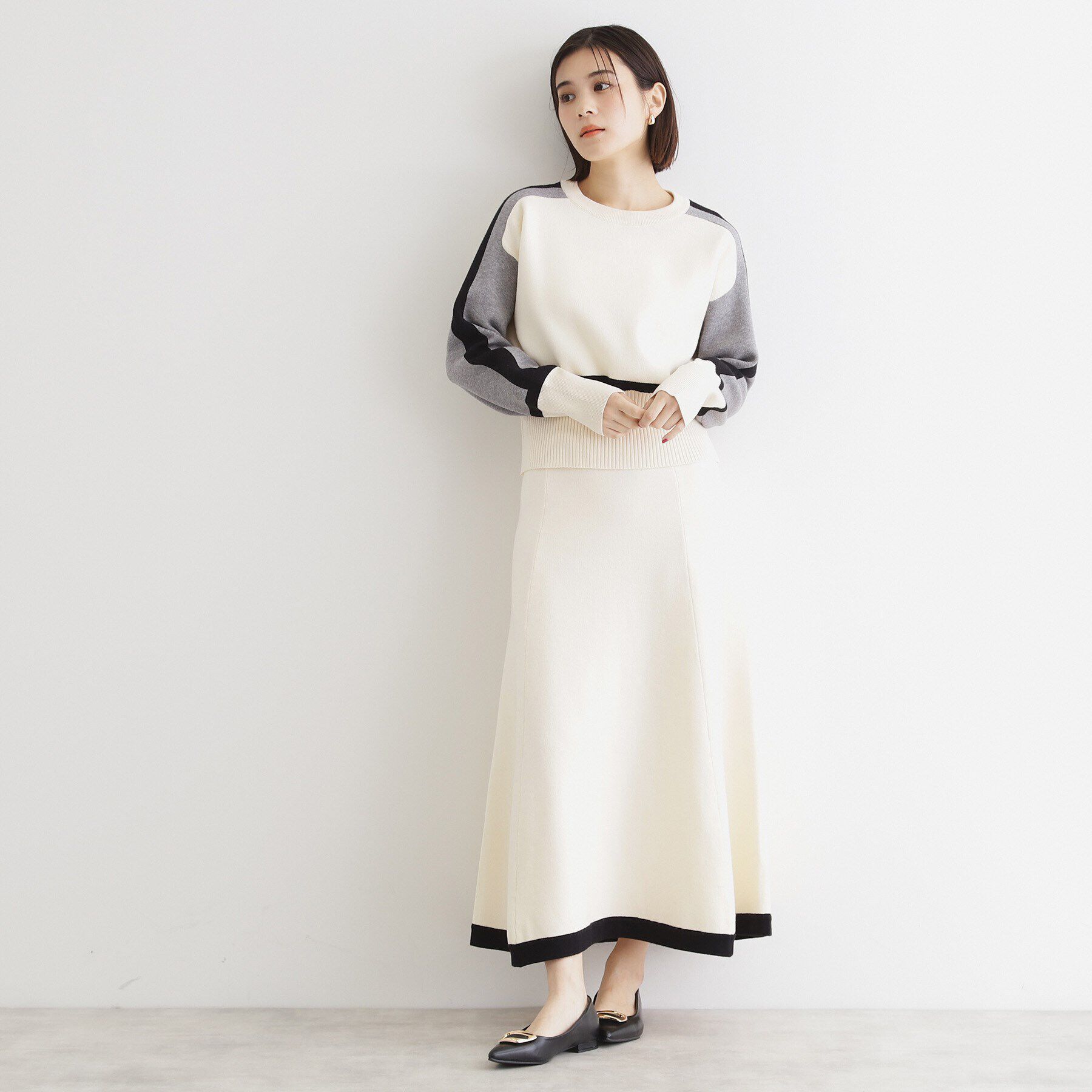 THE SHOP TK「【上下セットアイテム】配色ニットセットアップ/洗える」|スーツ|