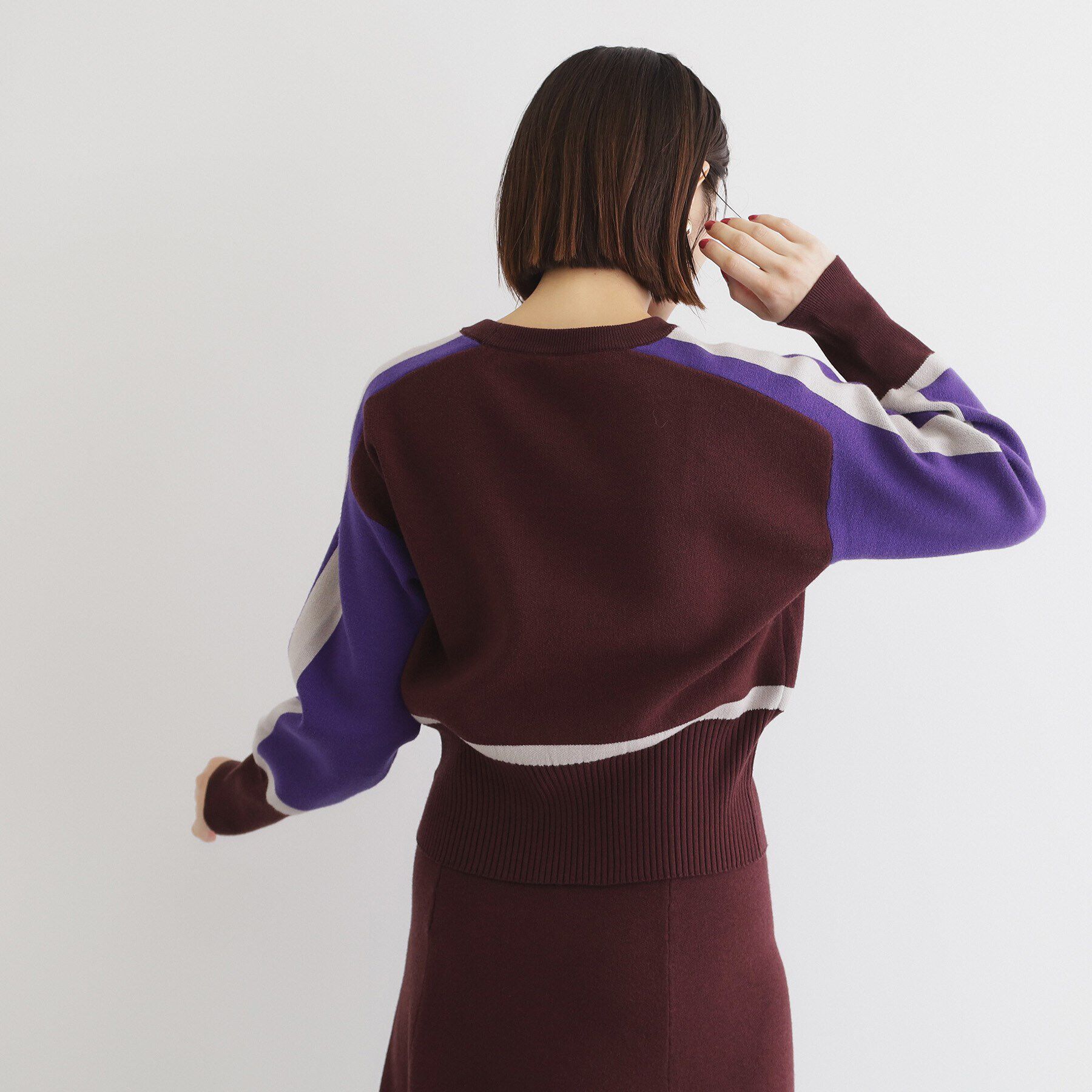 THE SHOP TK「【上下セットアイテム】配色ニットセットアップ/洗える」|スーツ|