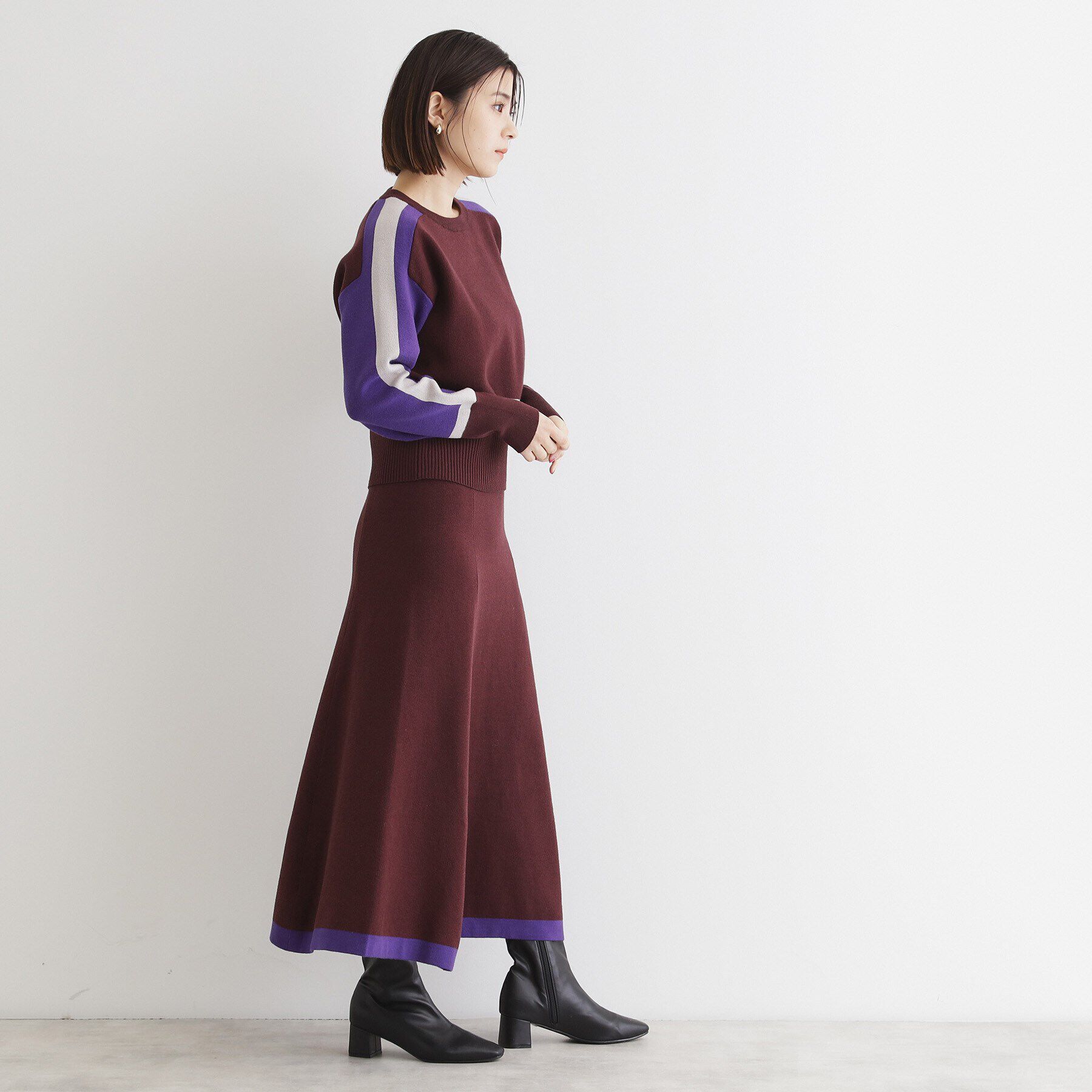 THE SHOP TK「【上下セットアイテム】配色ニットセットアップ/洗える」|スーツ|