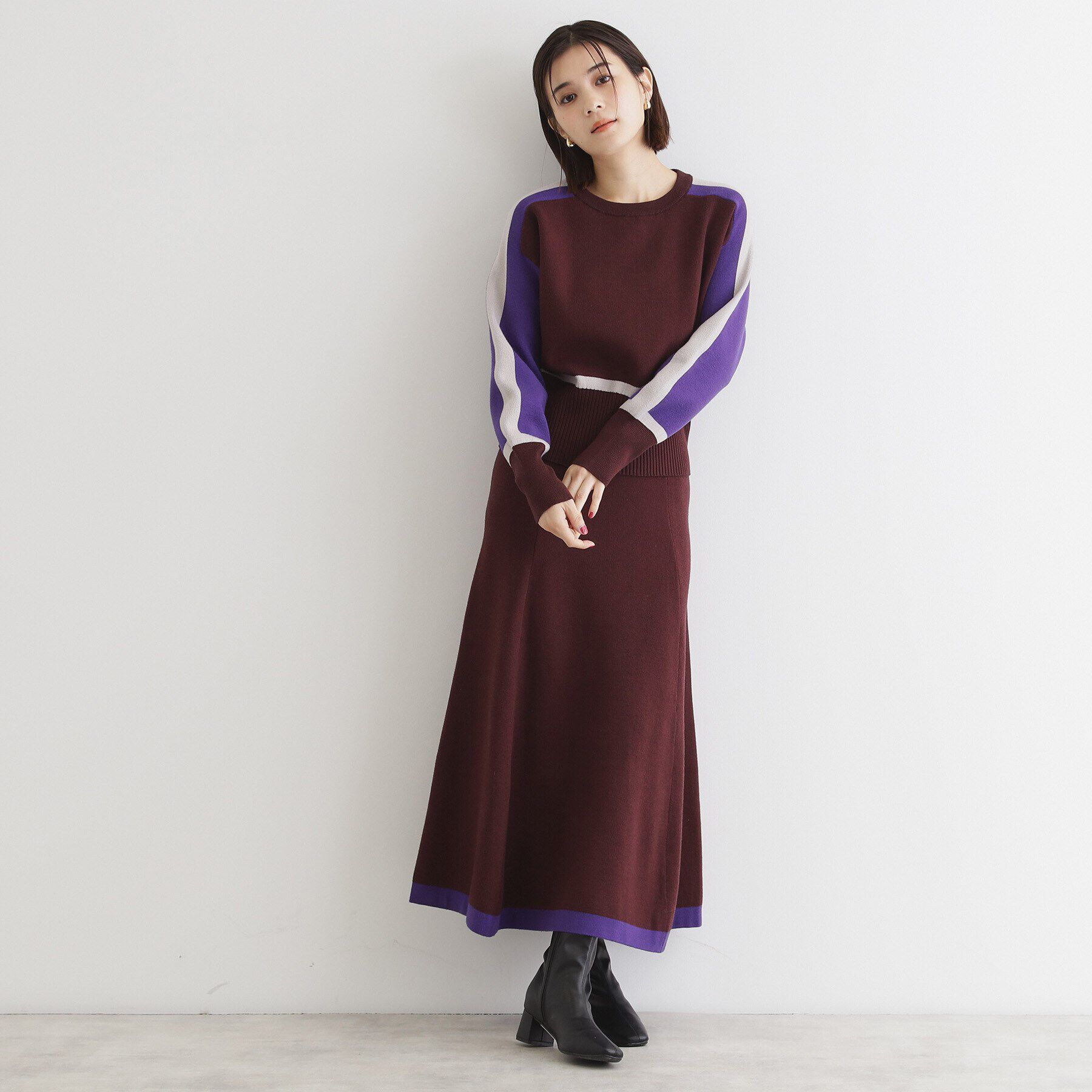 THE SHOP TK「【上下セットアイテム】配色ニットセットアップ/洗える」|スーツ|