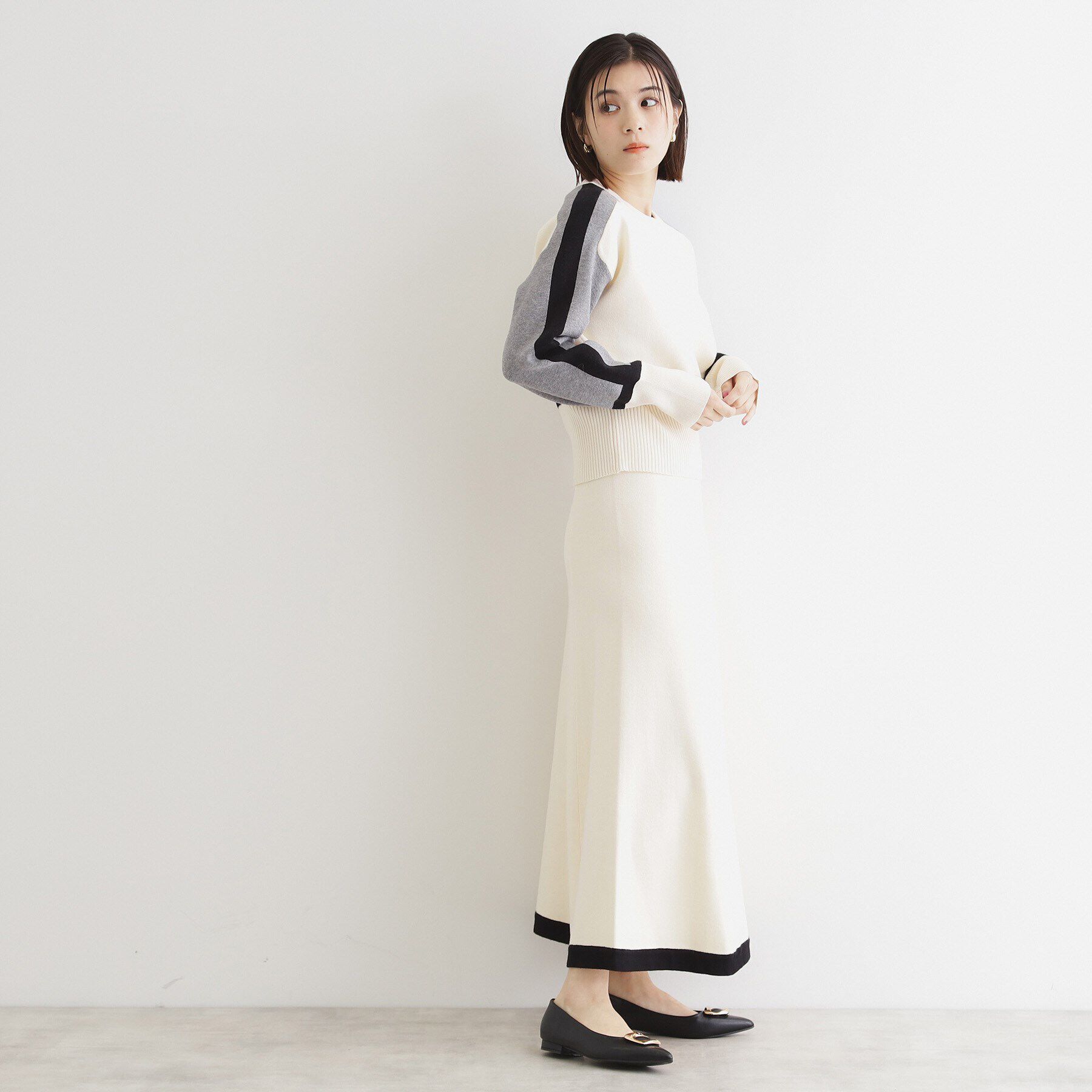 THE SHOP TK「【上下セットアイテム】配色ニットセットアップ/洗える」|スーツ|