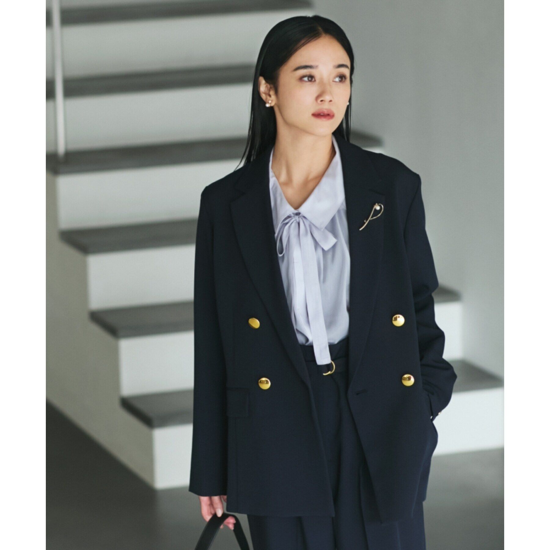 THE SHOP TK「【ONOFF活躍／セレモニー／通勤】CAVIAN Wブレストジャケット／洗える」|テーラードジャケット|ネイビー(094)