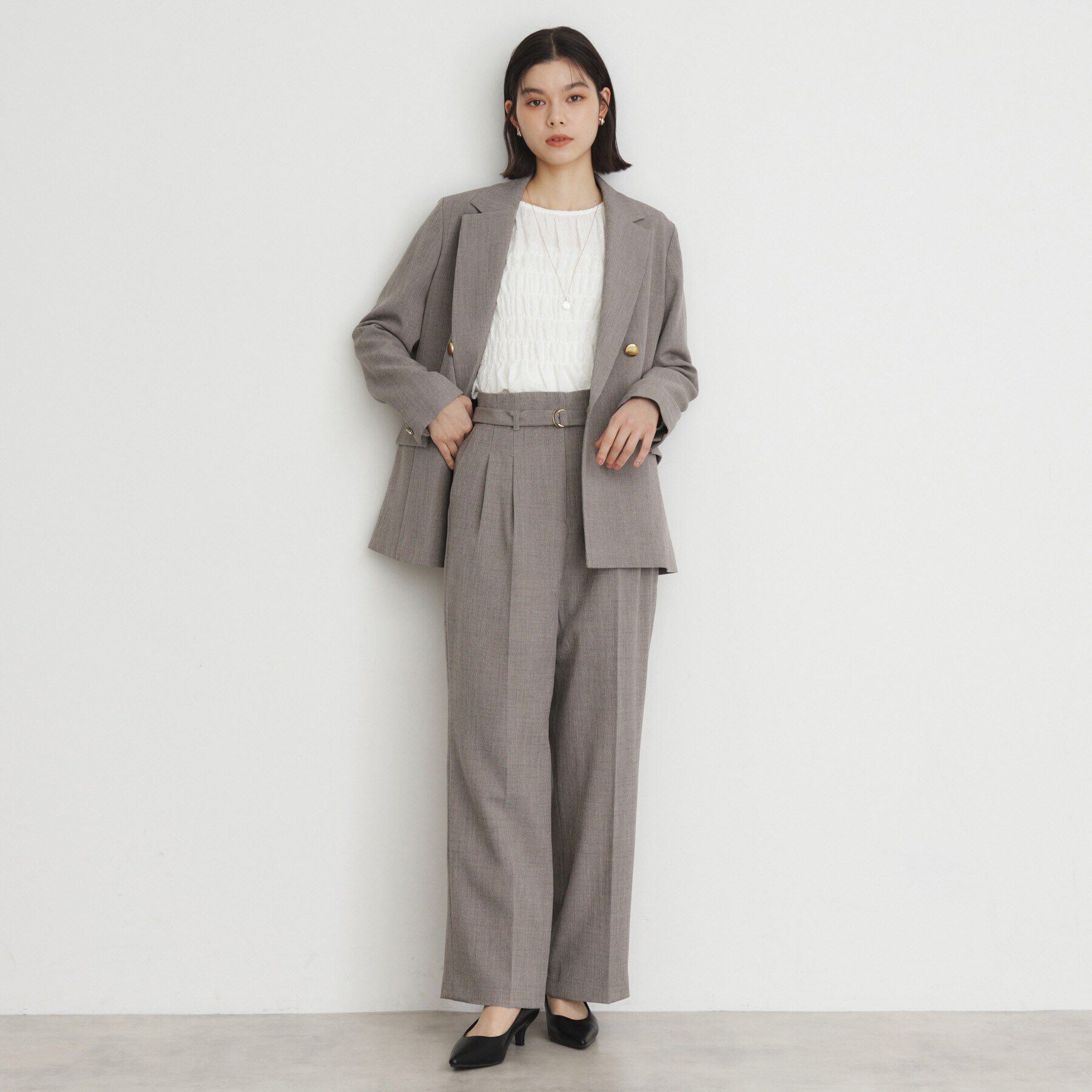 THE SHOP TK「【ONOFF活躍／セレモニー／通勤】CAVIAN タックワイドパンツ／洗える」|その他|