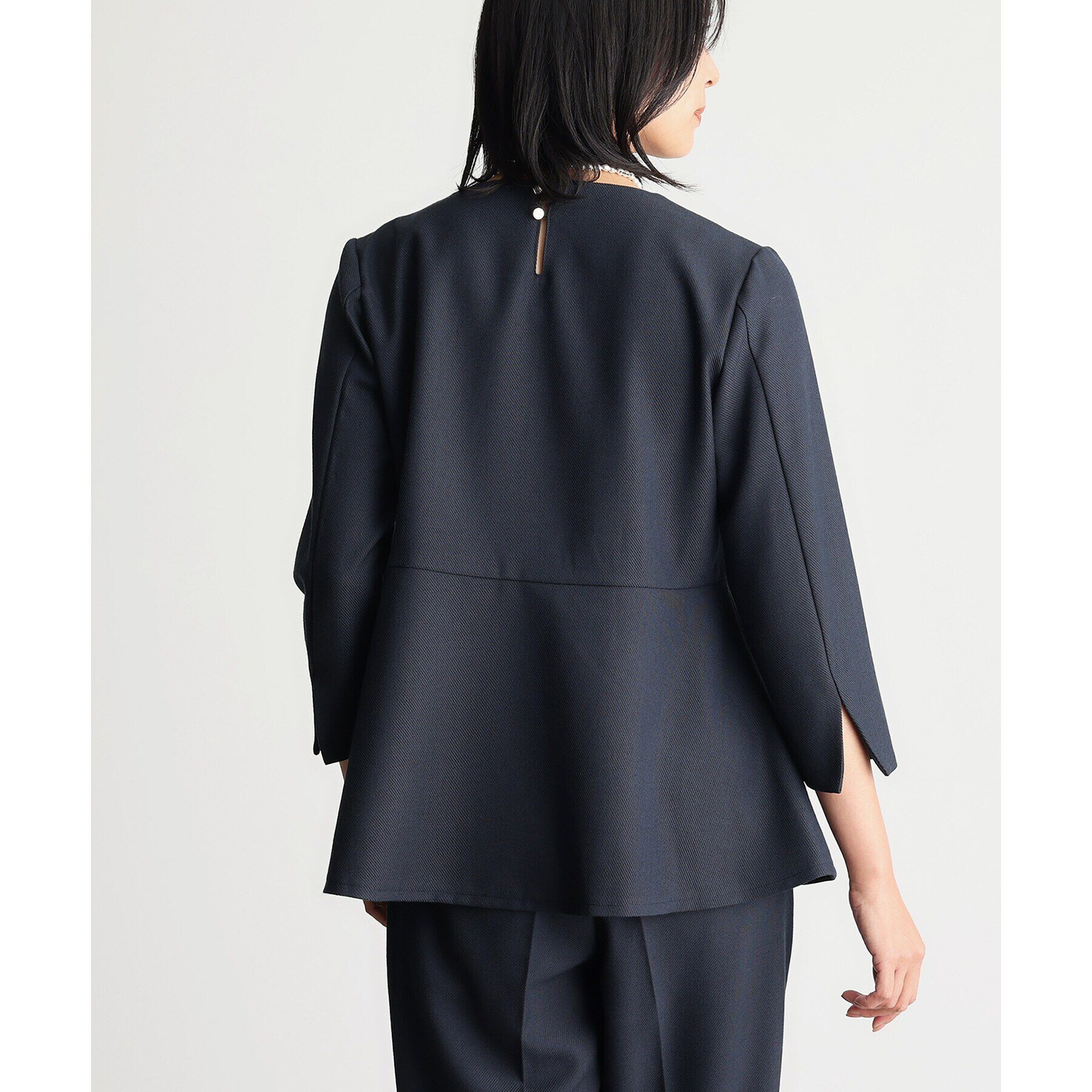 THE SHOP TK「【ONOFF活躍/セレモニー/通勤】杢調カルゼペプラムブラウス/洗える」|シャツ・ブラウス|