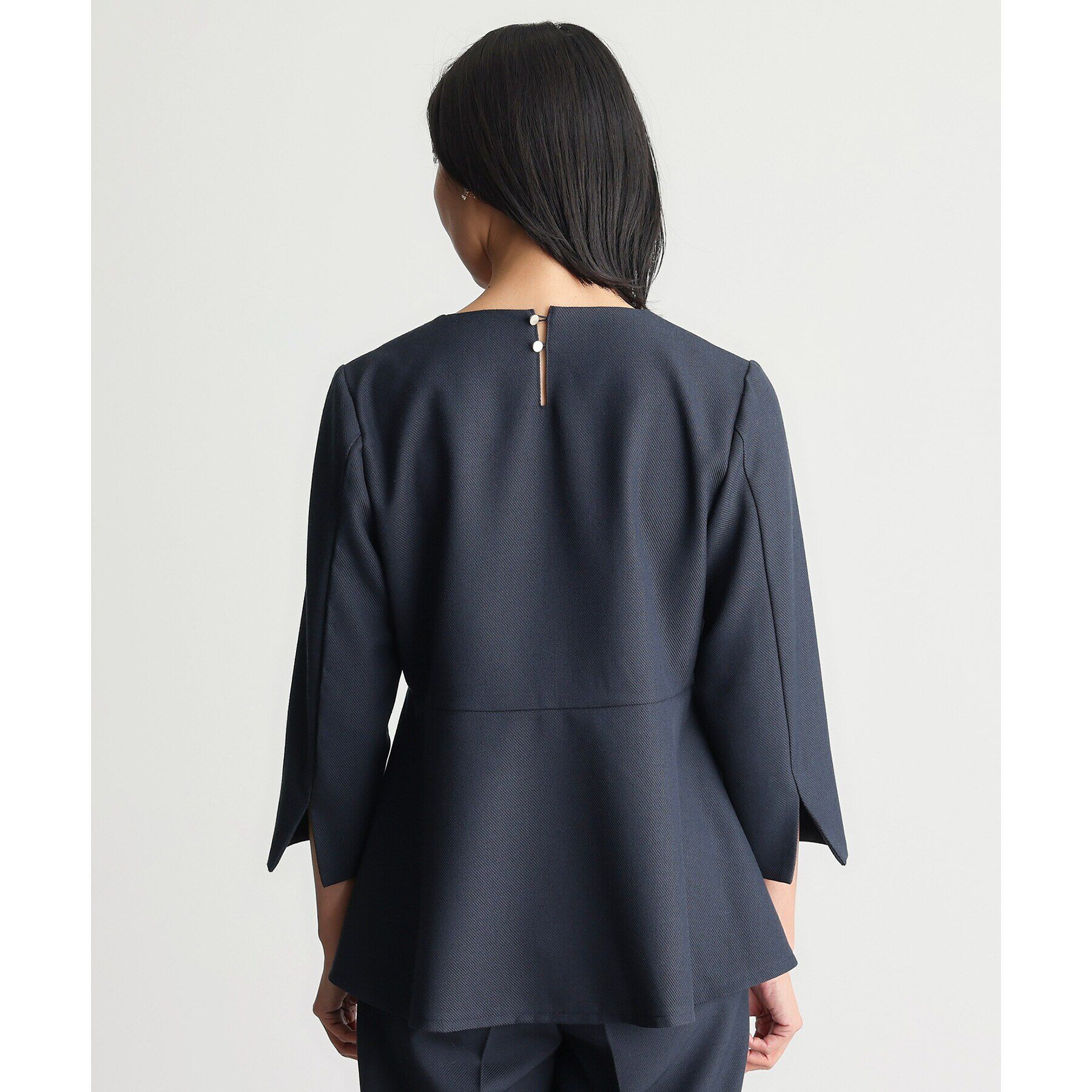 THE SHOP TK「【ONOFF活躍/セレモニー/通勤】杢調カルゼペプラムブラウス/洗える」|シャツ・ブラウス|