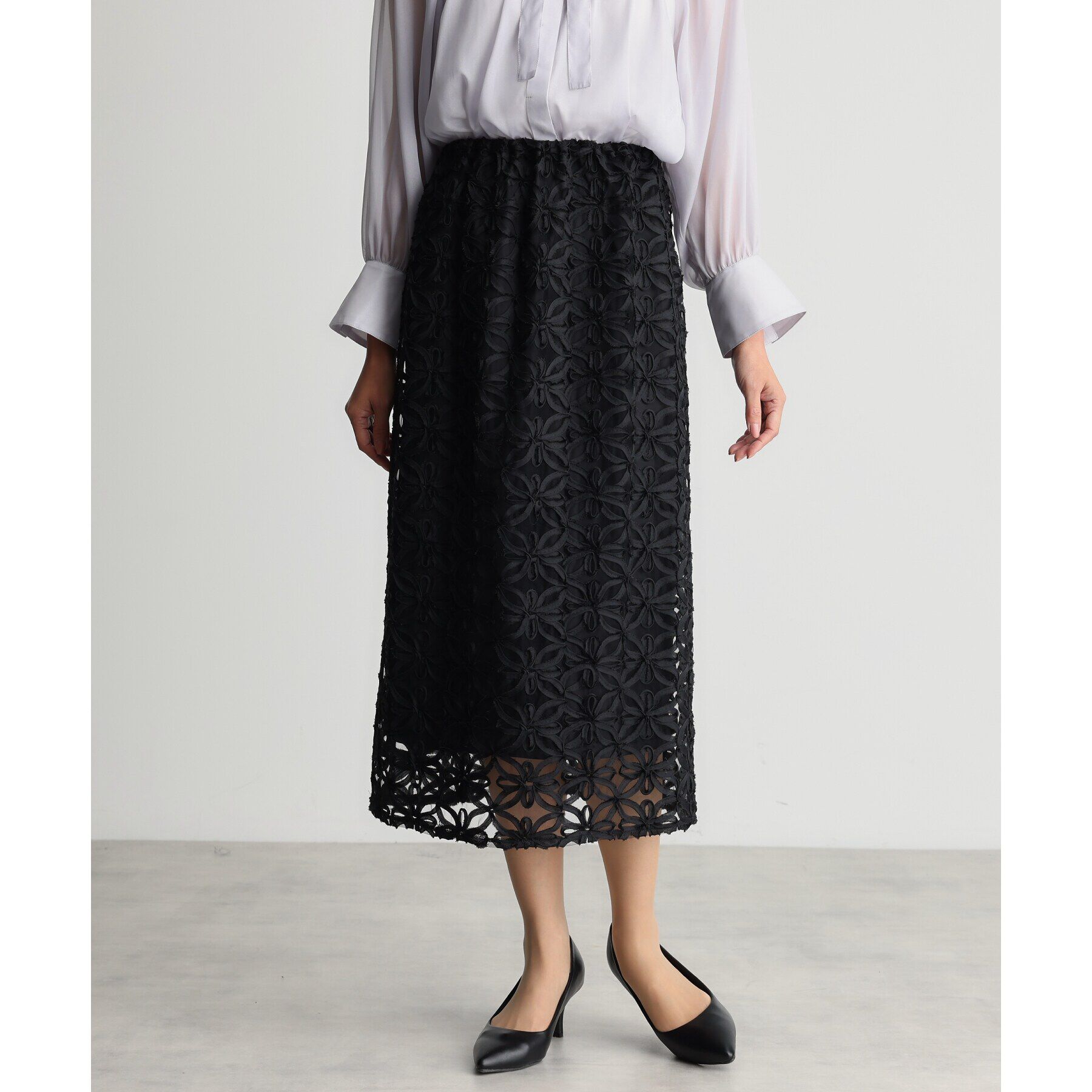 THE SHOP TK「【ONOFF活躍／セレモニー】刺繍レーススカート／洗える」|スカート|