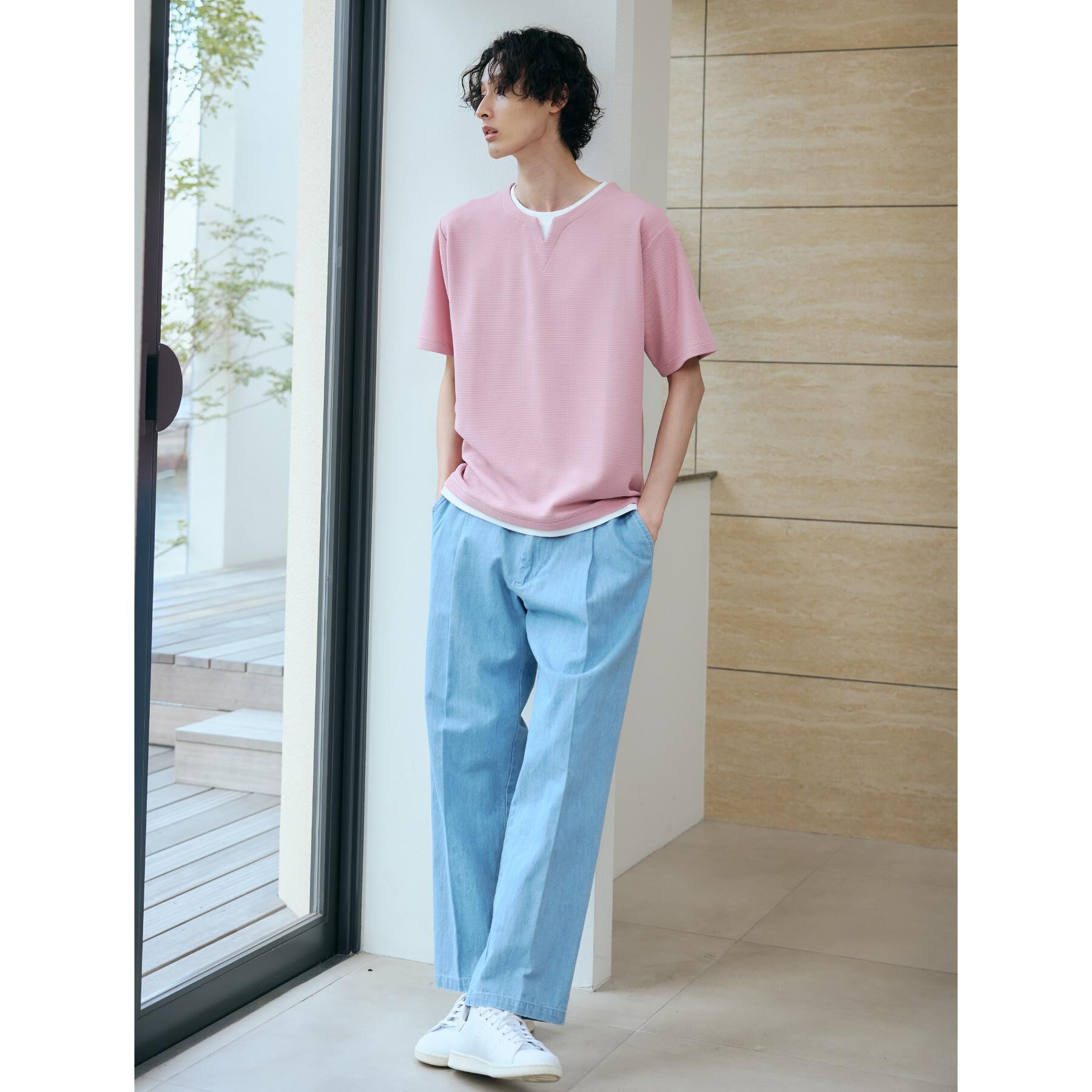 THE SHOP TK「ミニフクレキーネック半袖Tシャツ」|Tシャツ・カットソー|