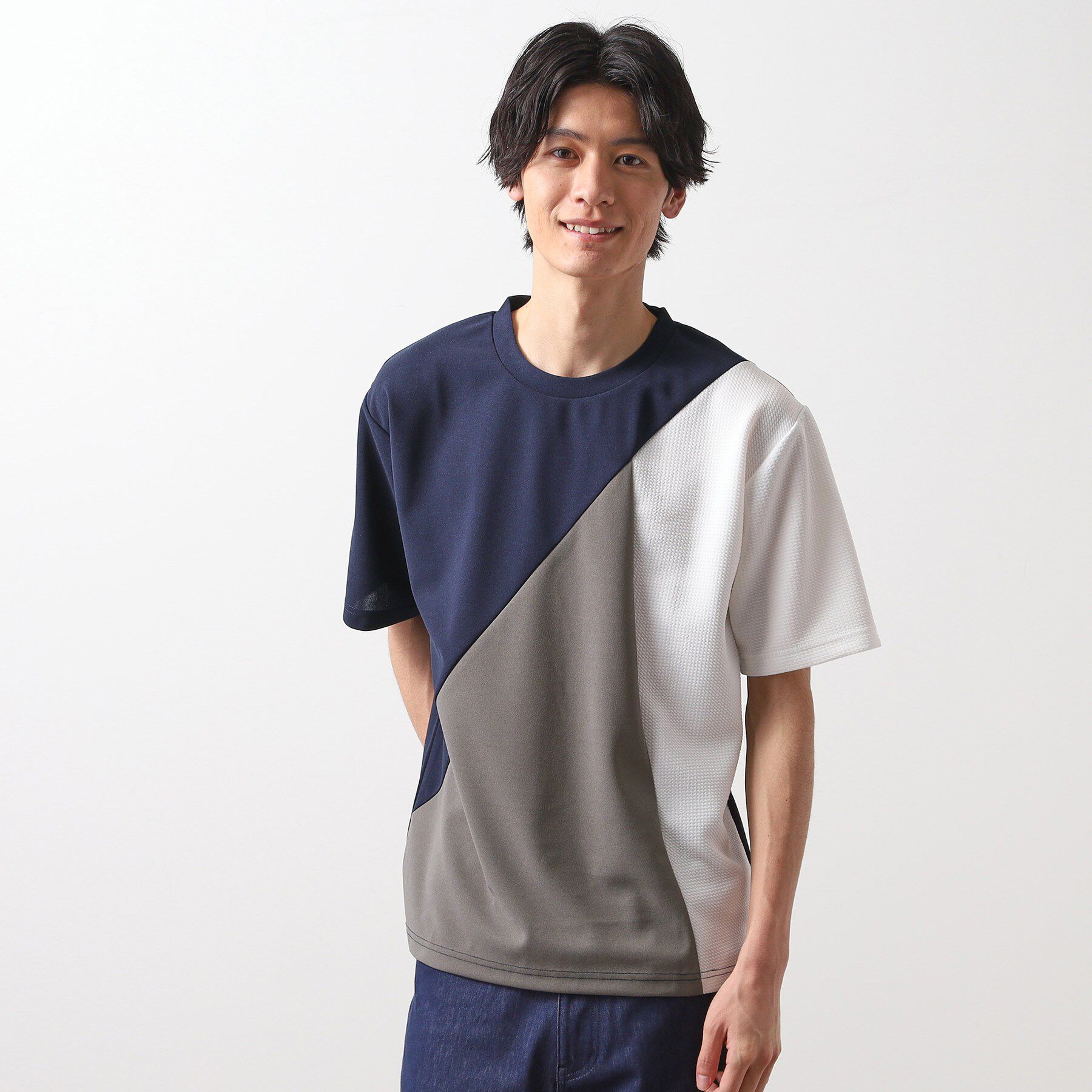 THE SHOP TK「アムンゼン異素材切替半袖Tシャツ」|Tシャツ・カットソー|