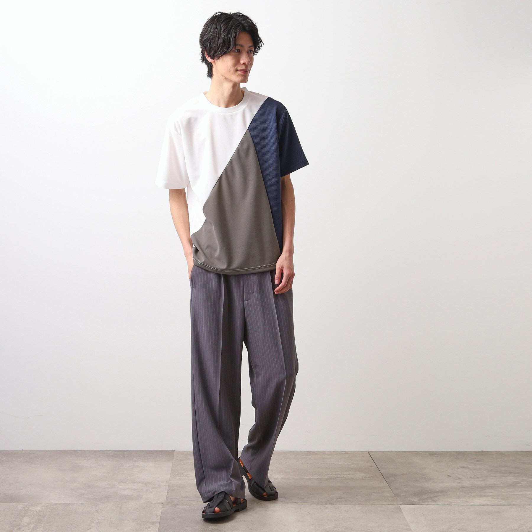 THE SHOP TK「アムンゼン異素材切替半袖Tシャツ」|Tシャツ・カットソー|