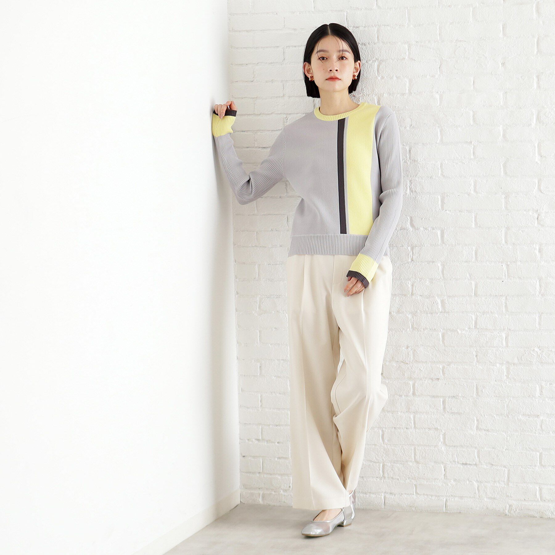 THE SHOP TK「配色リブニット【洗える】」|ニット・セーター|