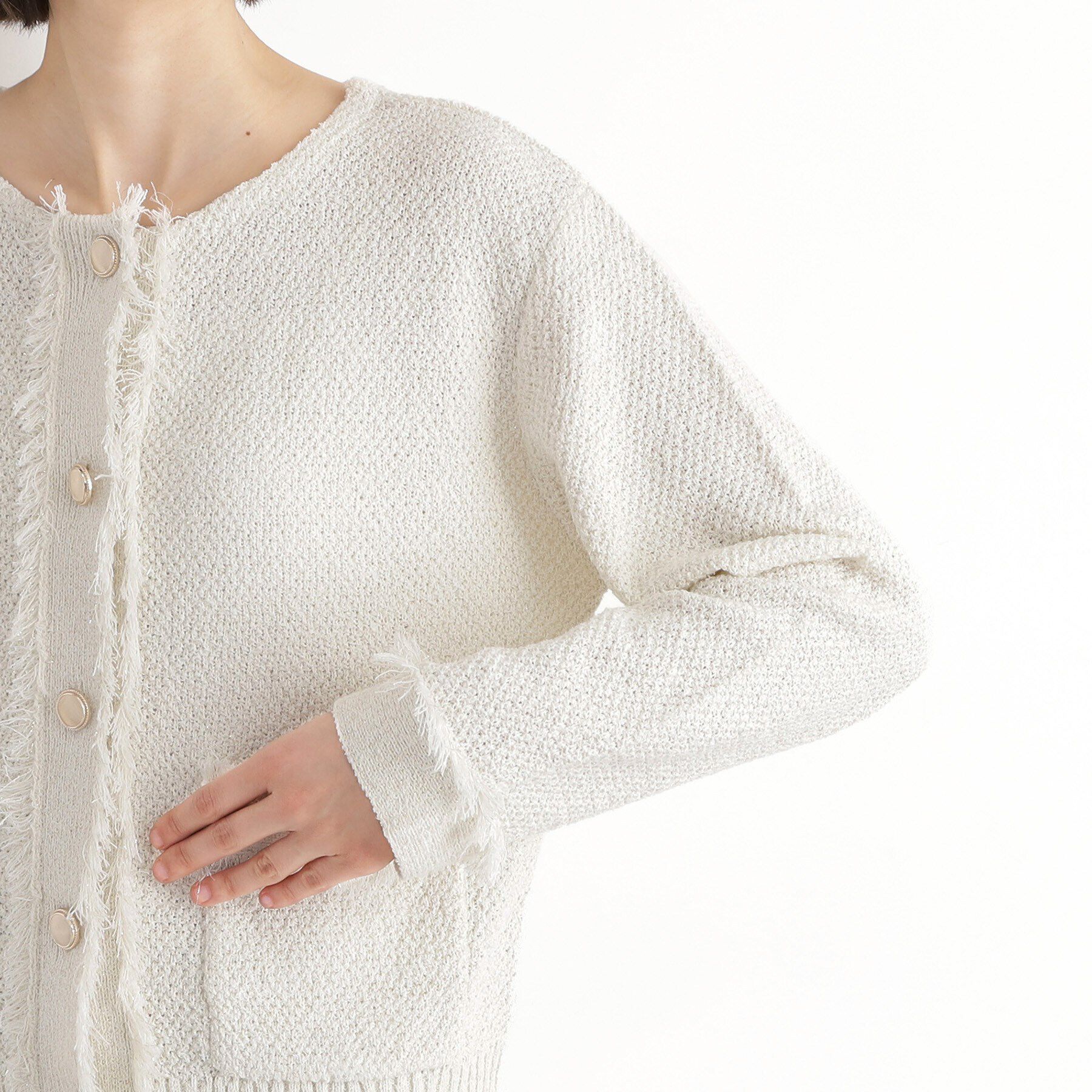 THE SHOP TK「【通勤/新生活】ノーカラーカーディガン/洗える」|カーディガン|