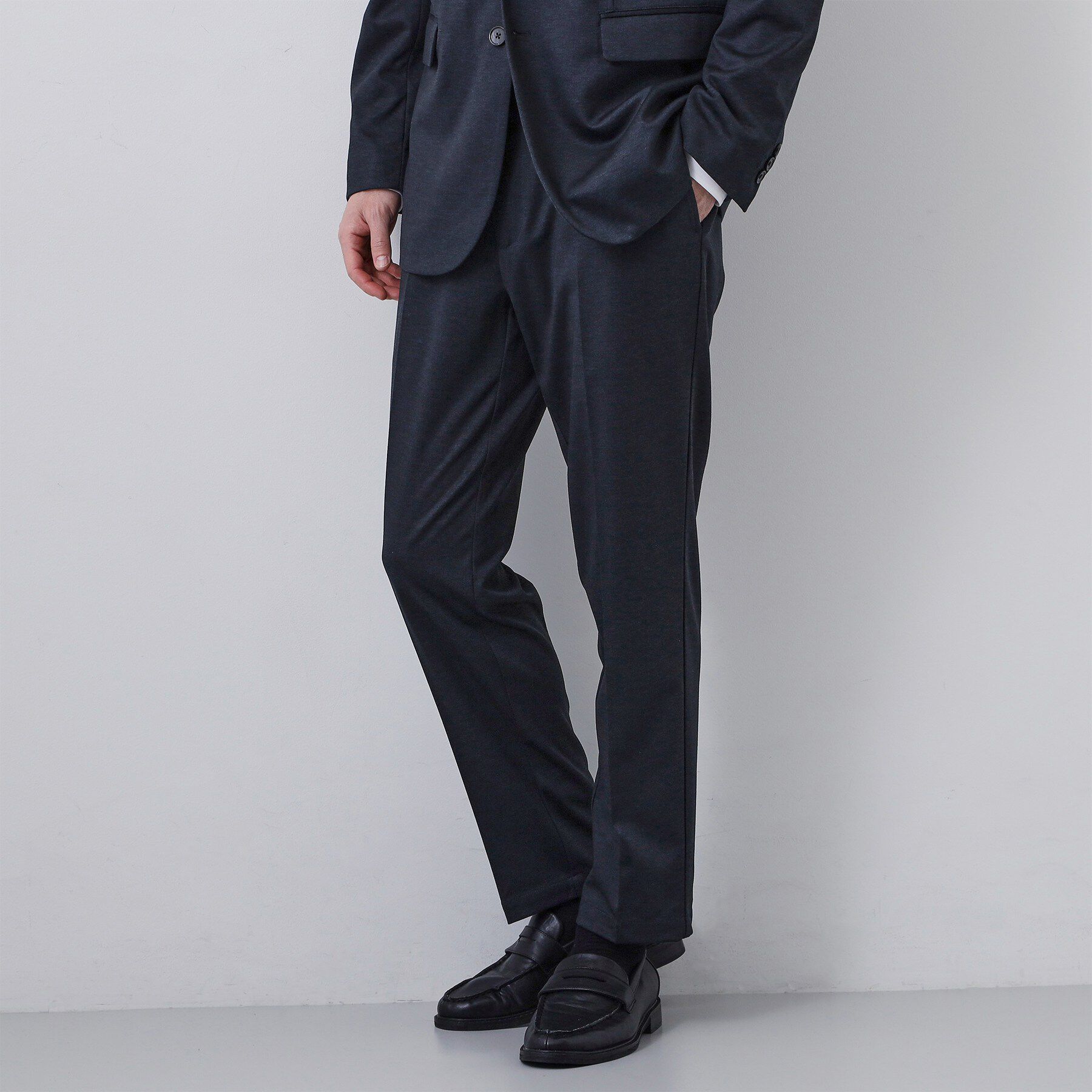 THE SHOP TK「【動きやすい、快適ビジネススラックス】TRジャージ スラックス　セットアップ可/洗濯機OK/ストレッ」|その他|ネイビー(094)