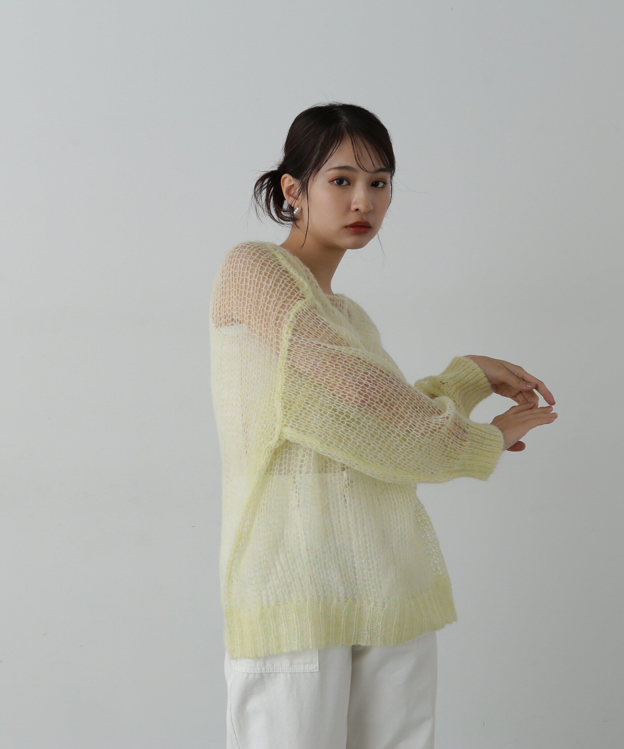  「透かし編みモヘヤ混ニット」|ニット・セーター|