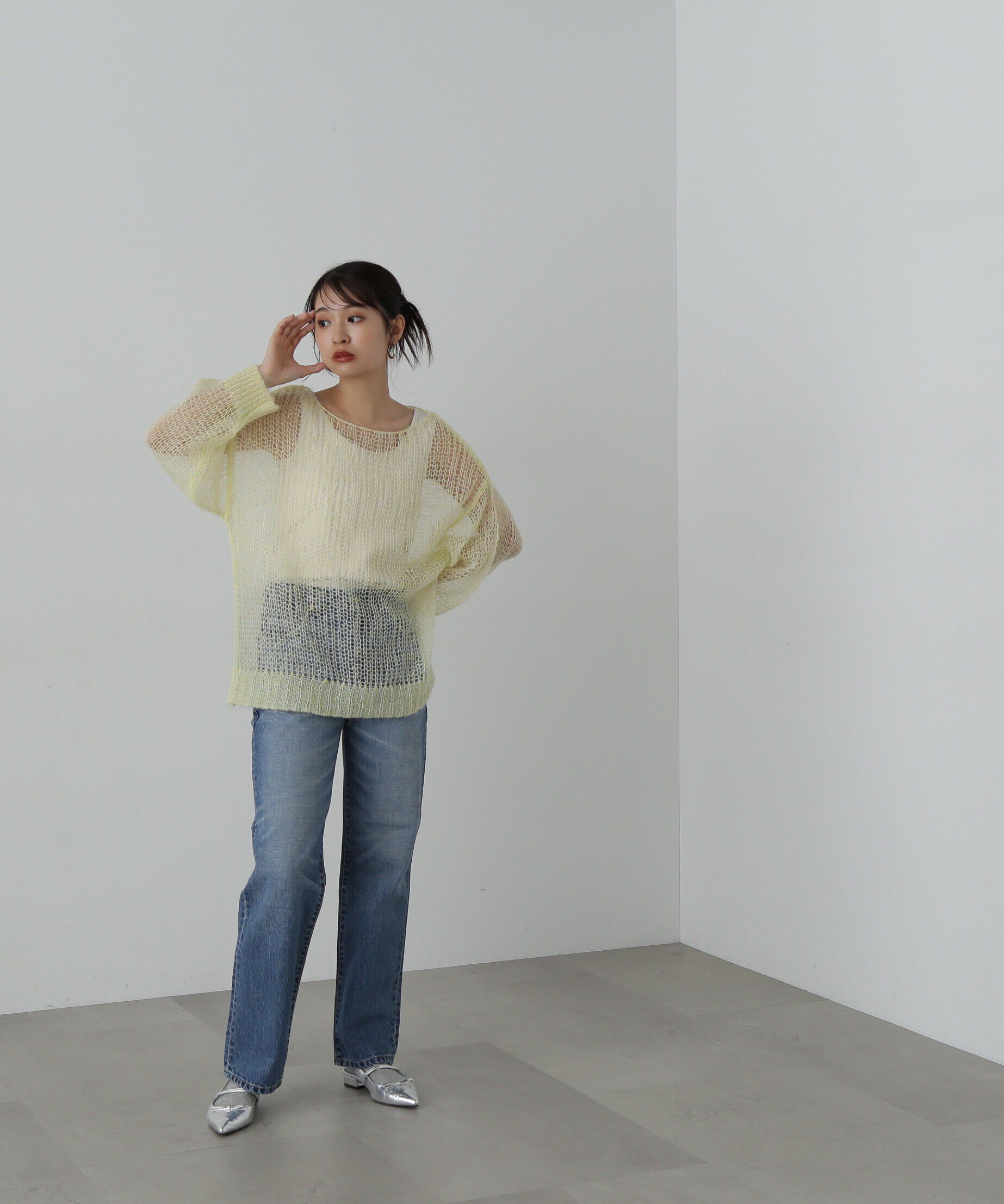  「透かし編みモヘヤ混ニット」|ニット・セーター|