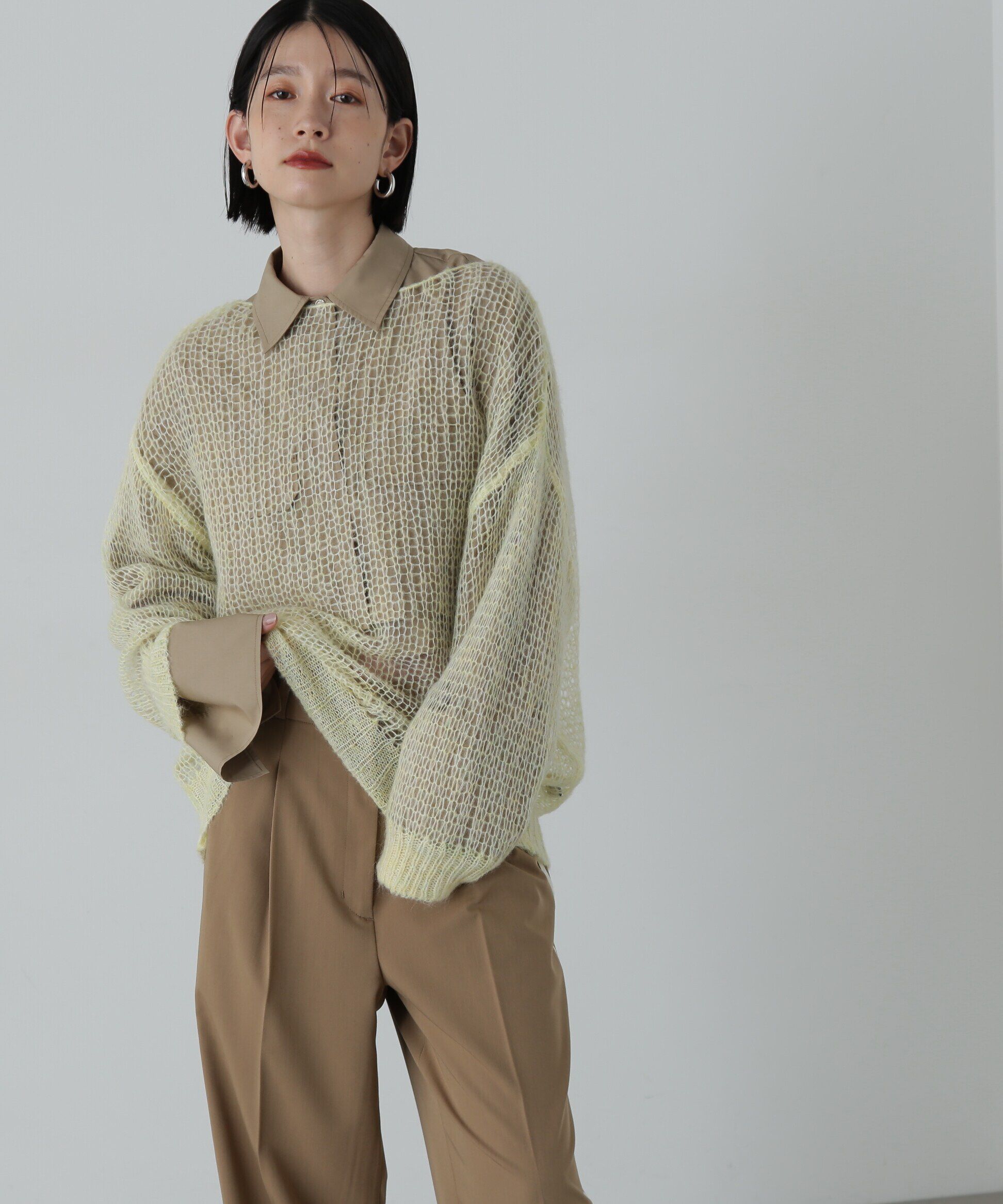  「透かし編みモヘヤ混ニット」|ニット・セーター|