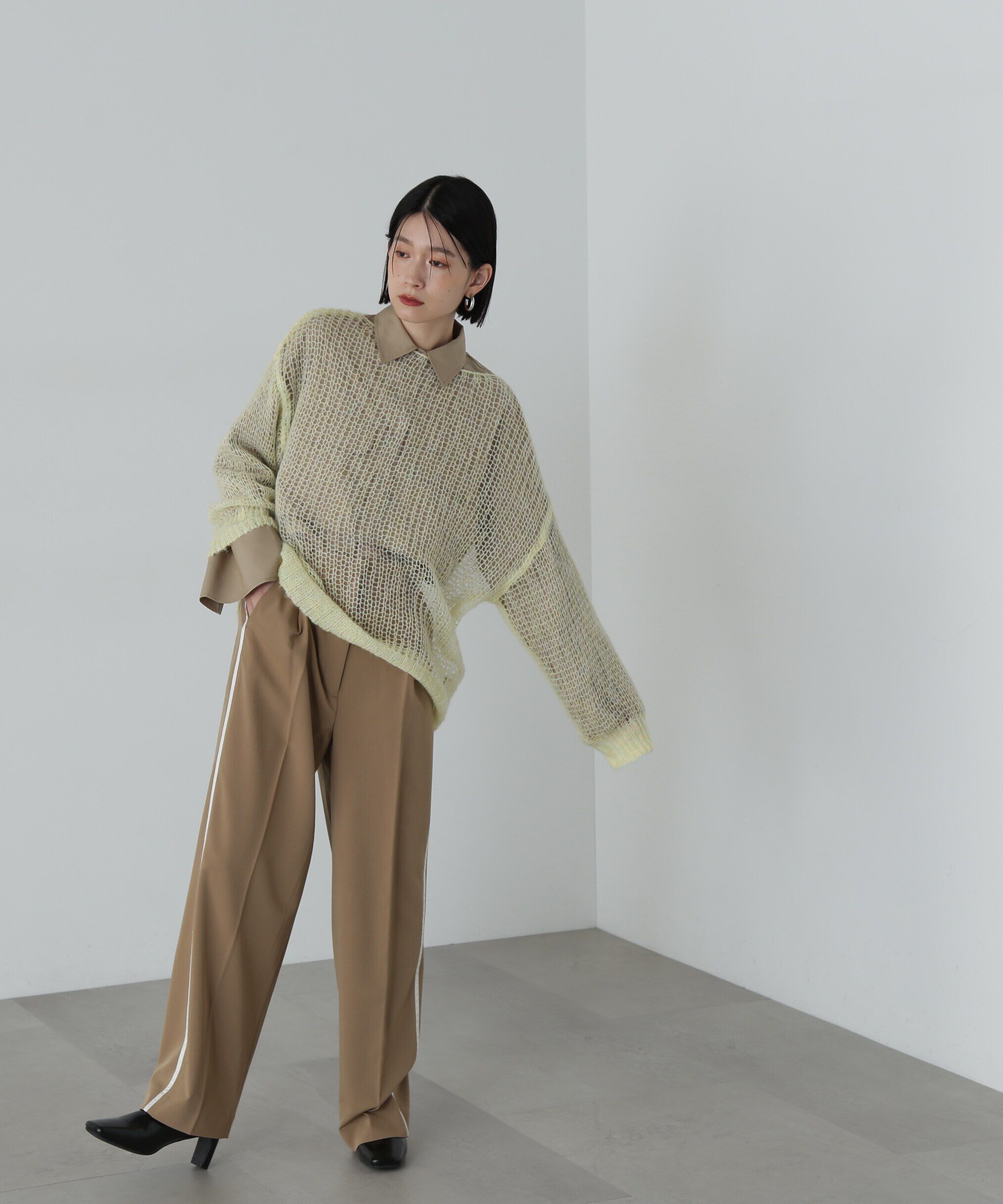  「透かし編みモヘヤ混ニット」|ニット・セーター|