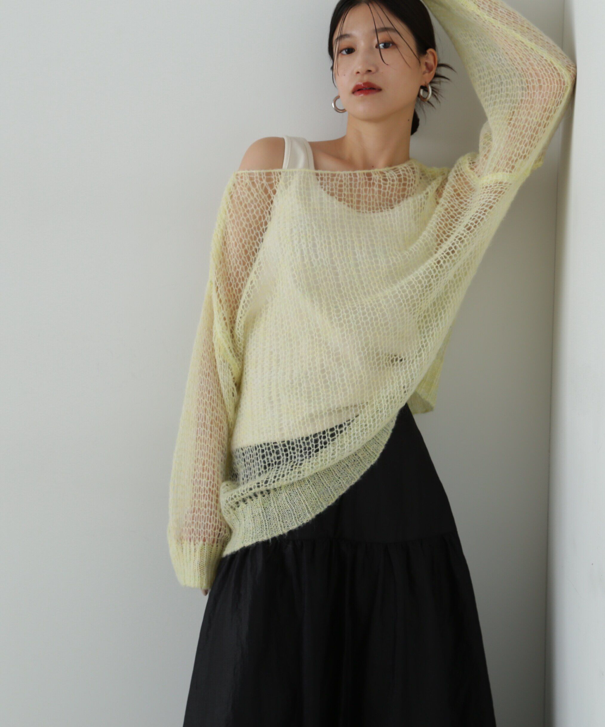  「透かし編みモヘヤ混ニット」|ニット・セーター|