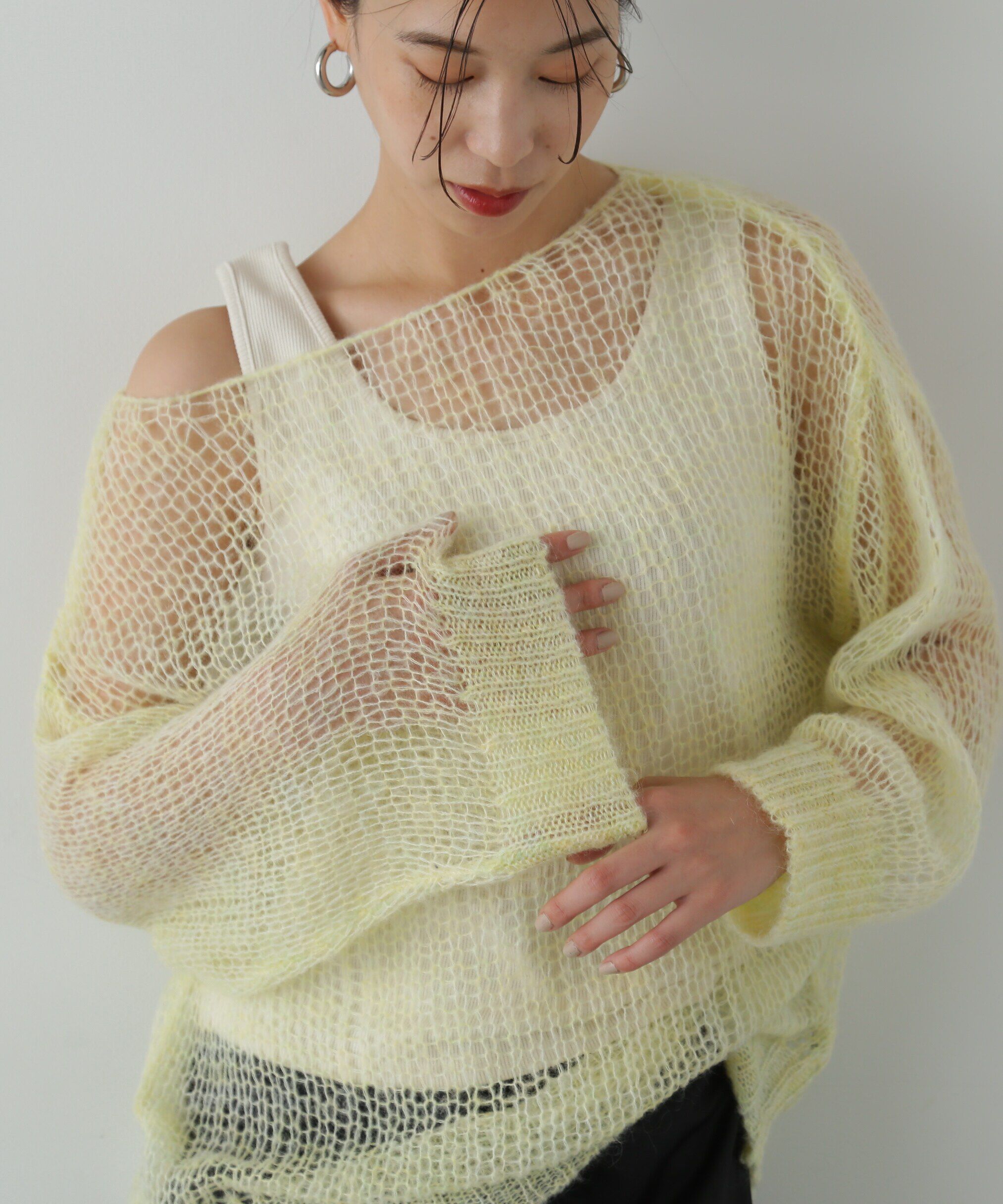  「透かし編みモヘヤ混ニット」|ニット・セーター|