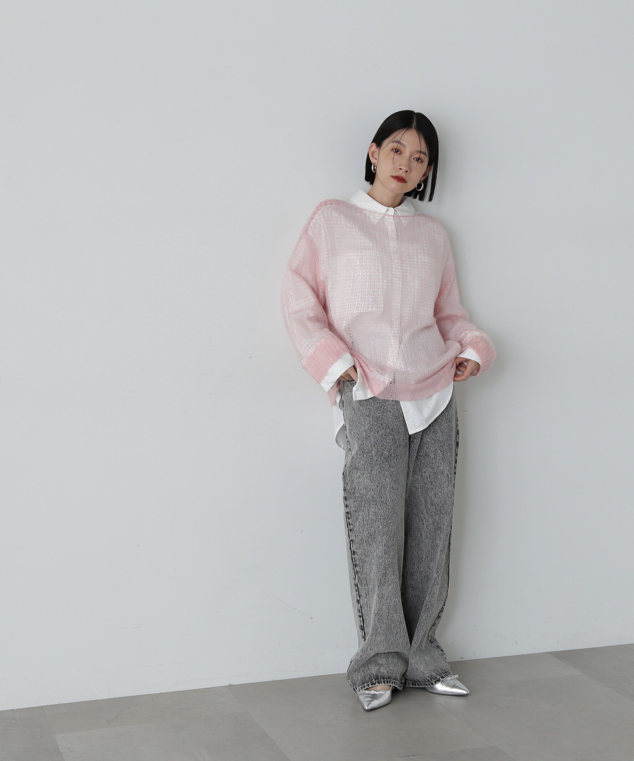  「透かし編みモヘヤ混ニット」|ニット・セーター|