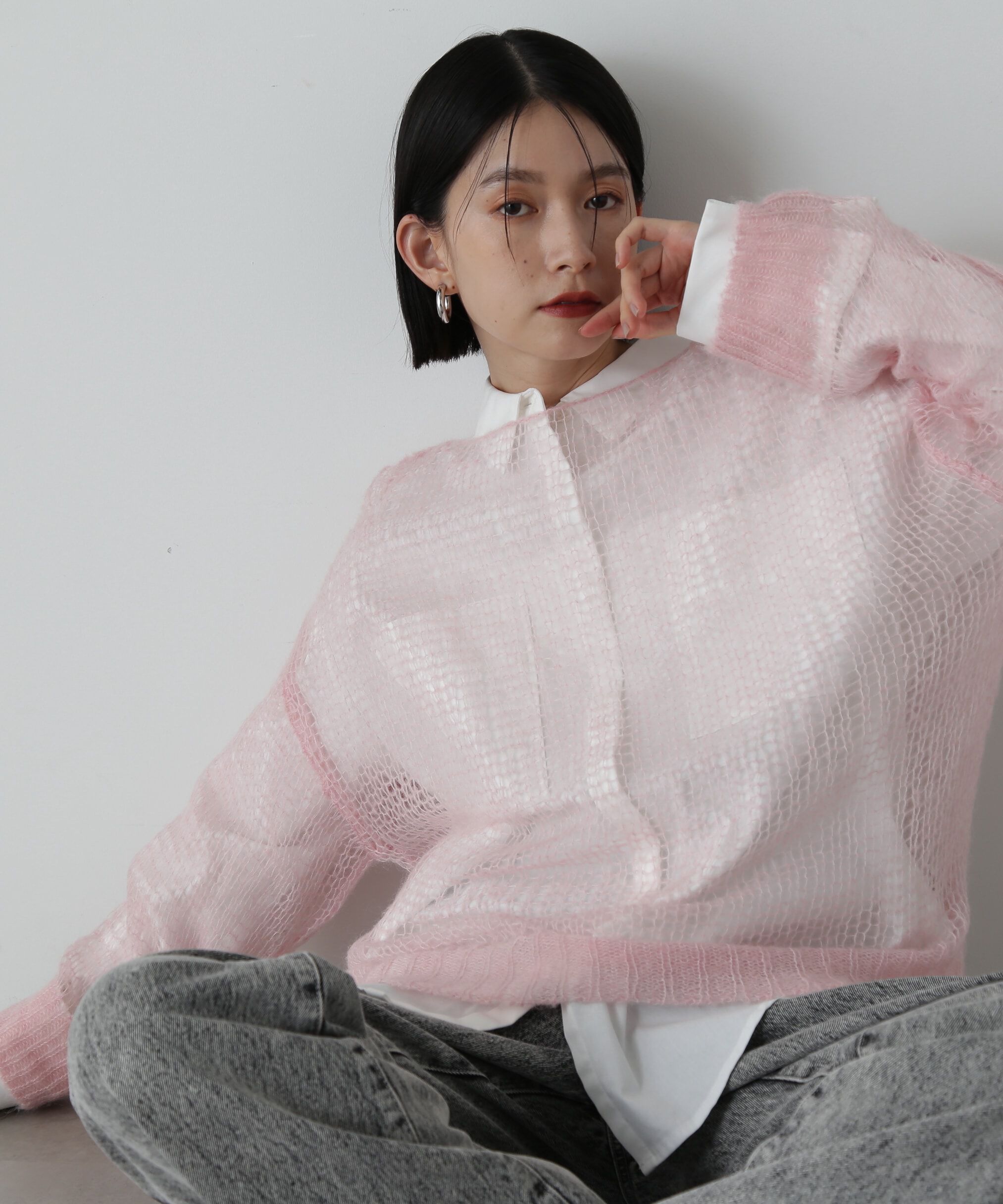  「透かし編みモヘヤ混ニット」|ニット・セーター|