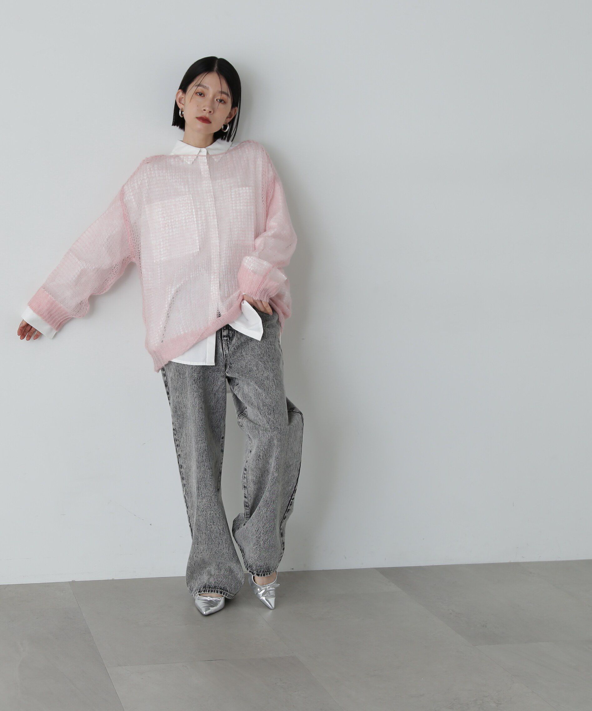  「透かし編みモヘヤ混ニット」|ニット・セーター|