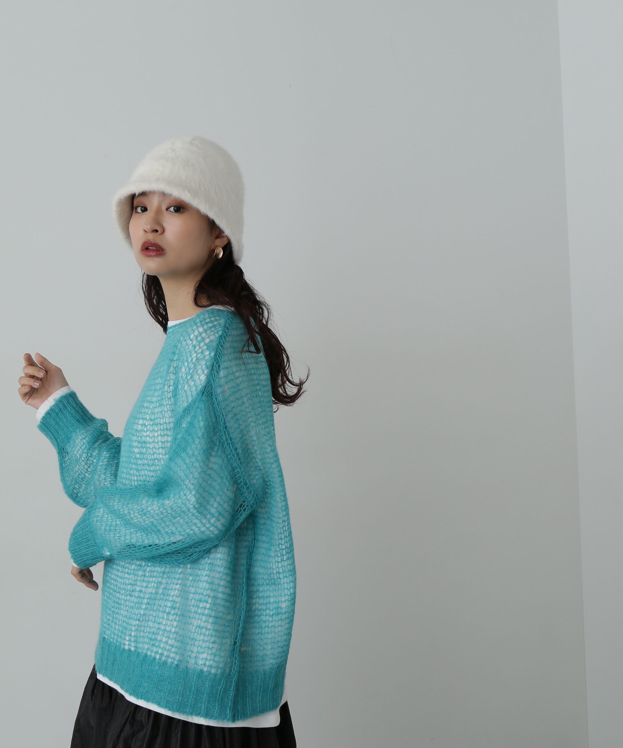  「透かし編みモヘヤ混ニット」|ニット・セーター|