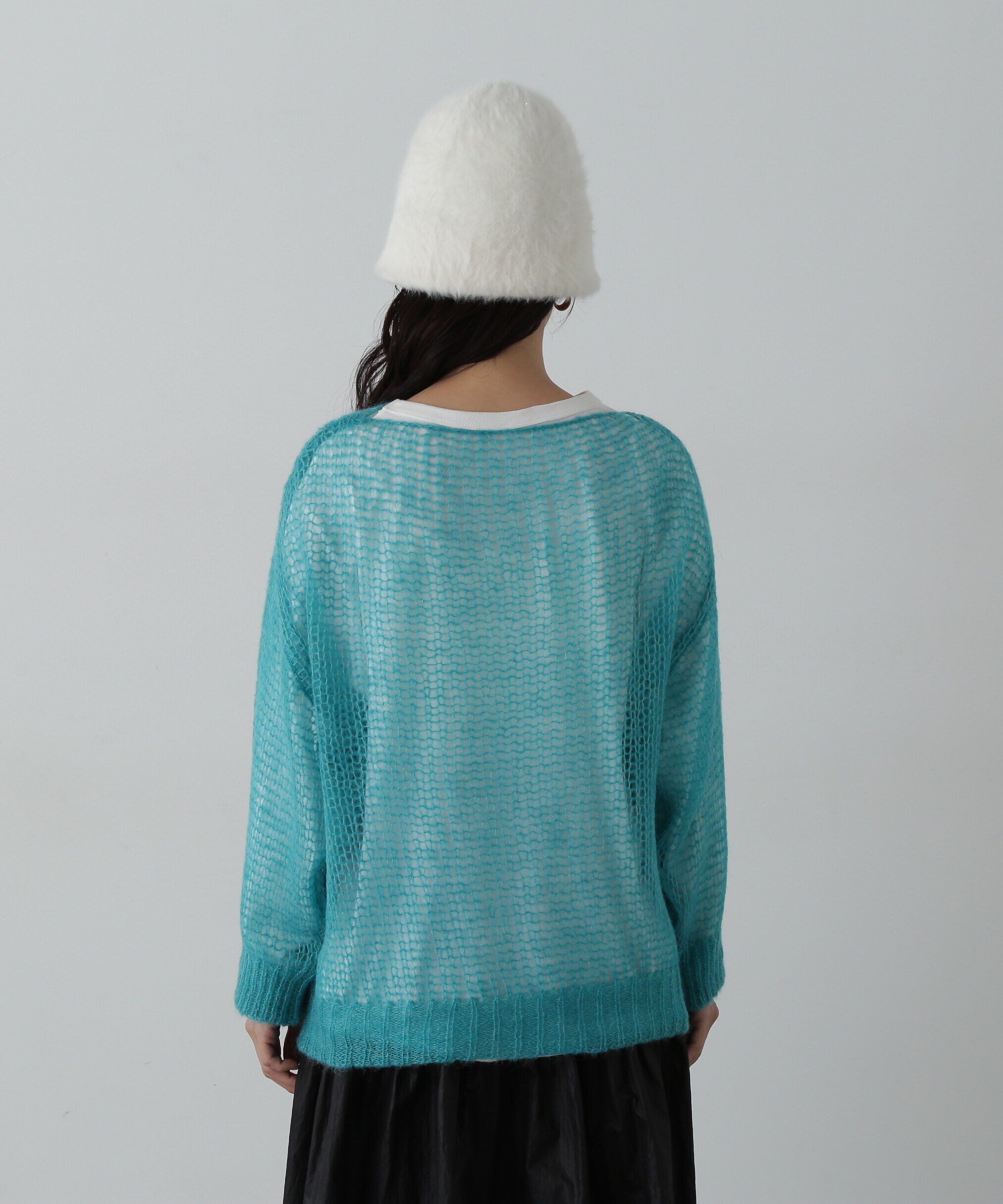  「透かし編みモヘヤ混ニット」|ニット・セーター|