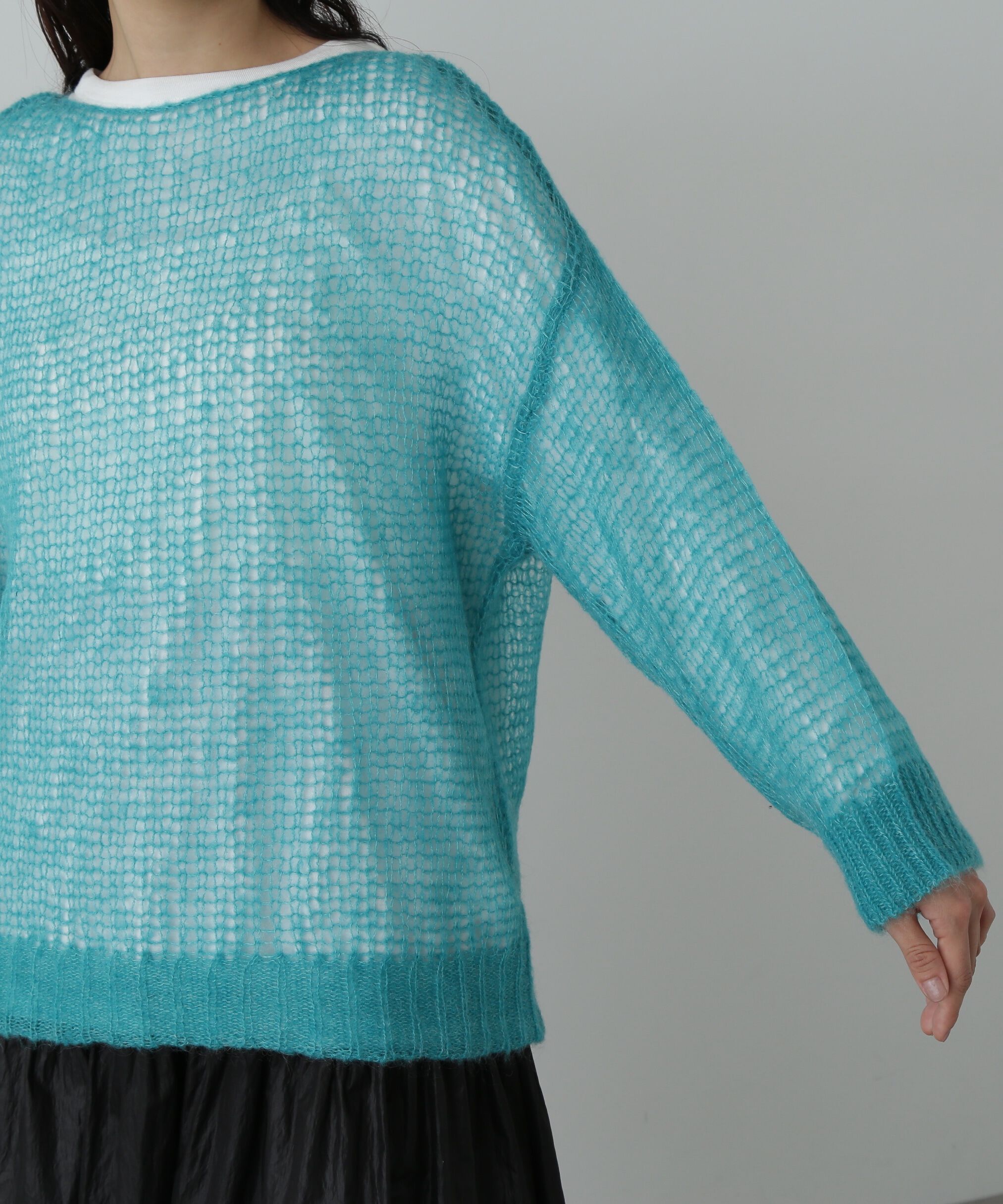  「透かし編みモヘヤ混ニット」|ニット・セーター|