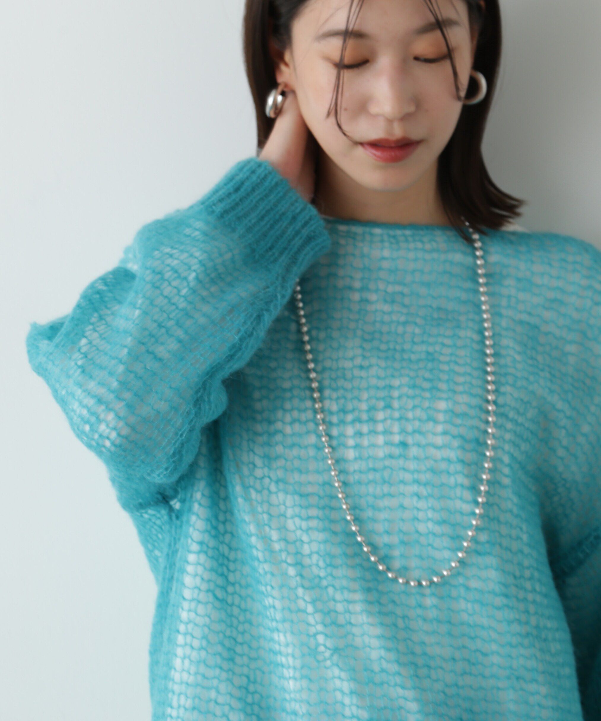  「透かし編みモヘヤ混ニット」|ニット・セーター|