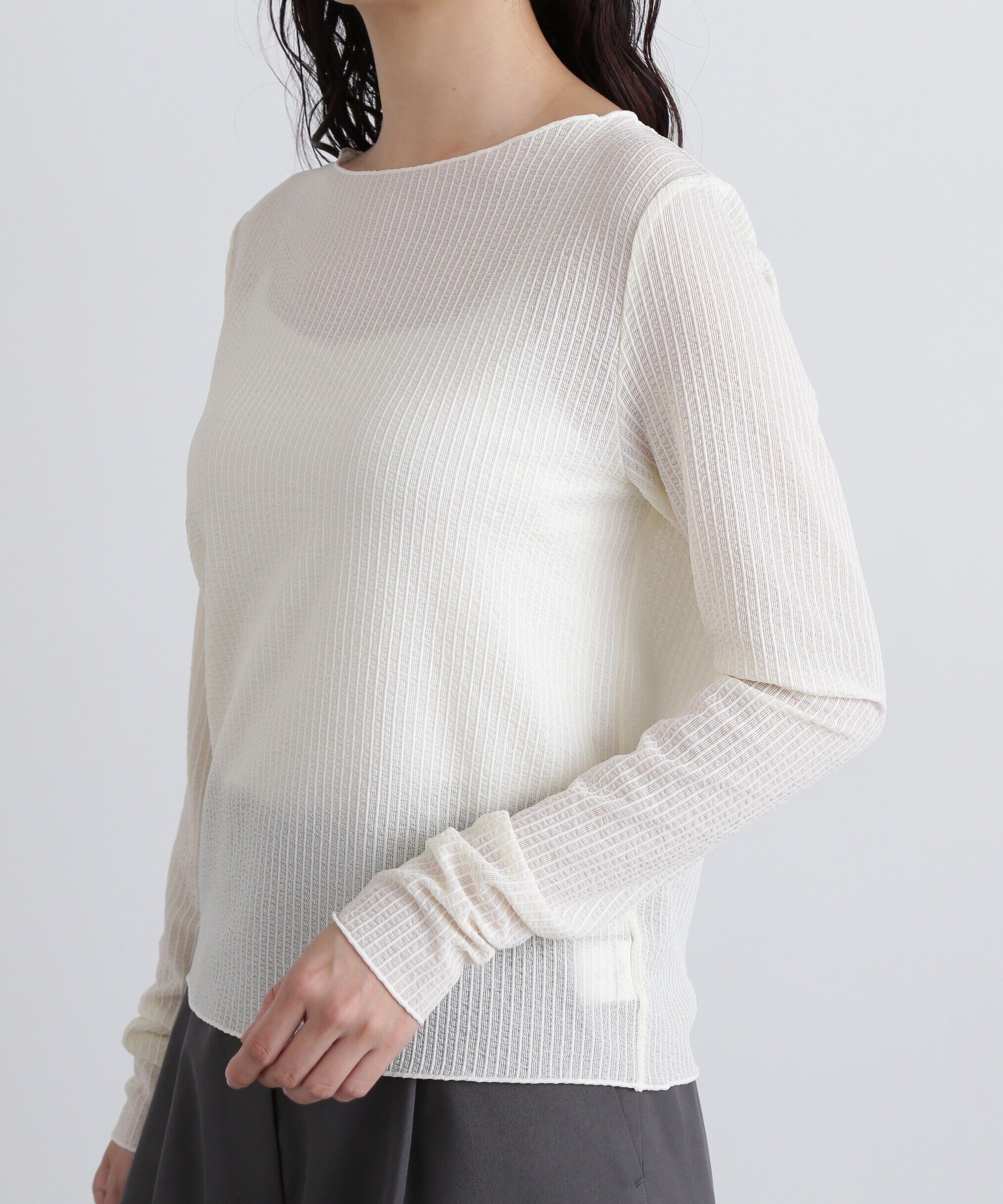  「シュリンクボートネックカットソー」|Tシャツ・カットソー|