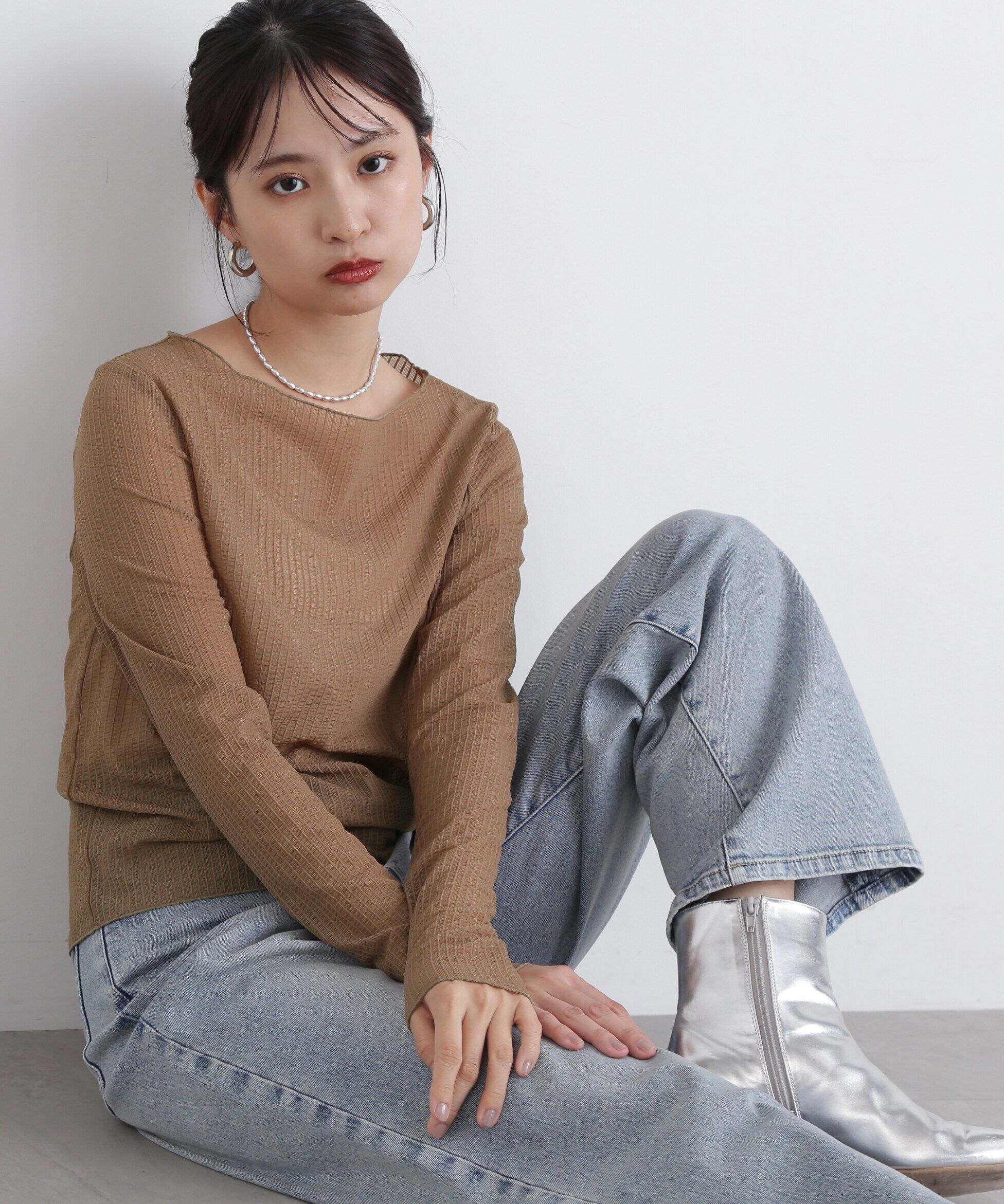  「シュリンクボートネックカットソー」|Tシャツ・カットソー|