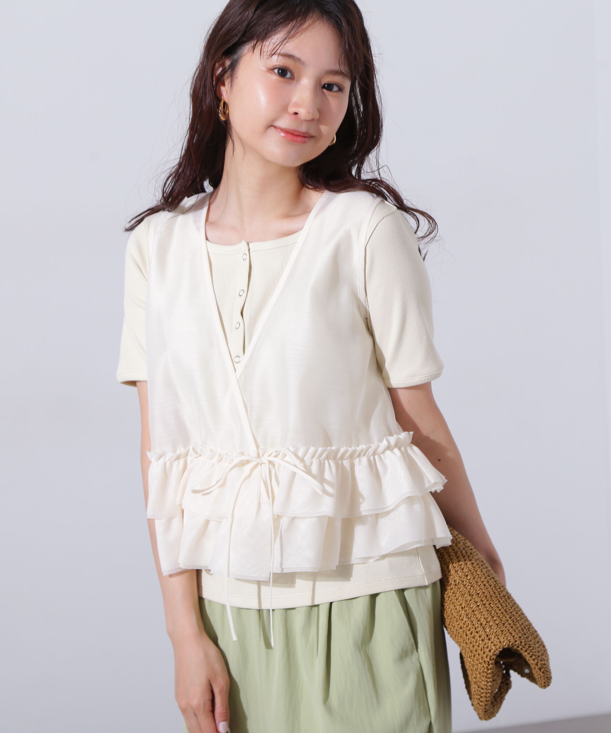 「フリルレイヤードジレ」|シャツ・ブラウス|
