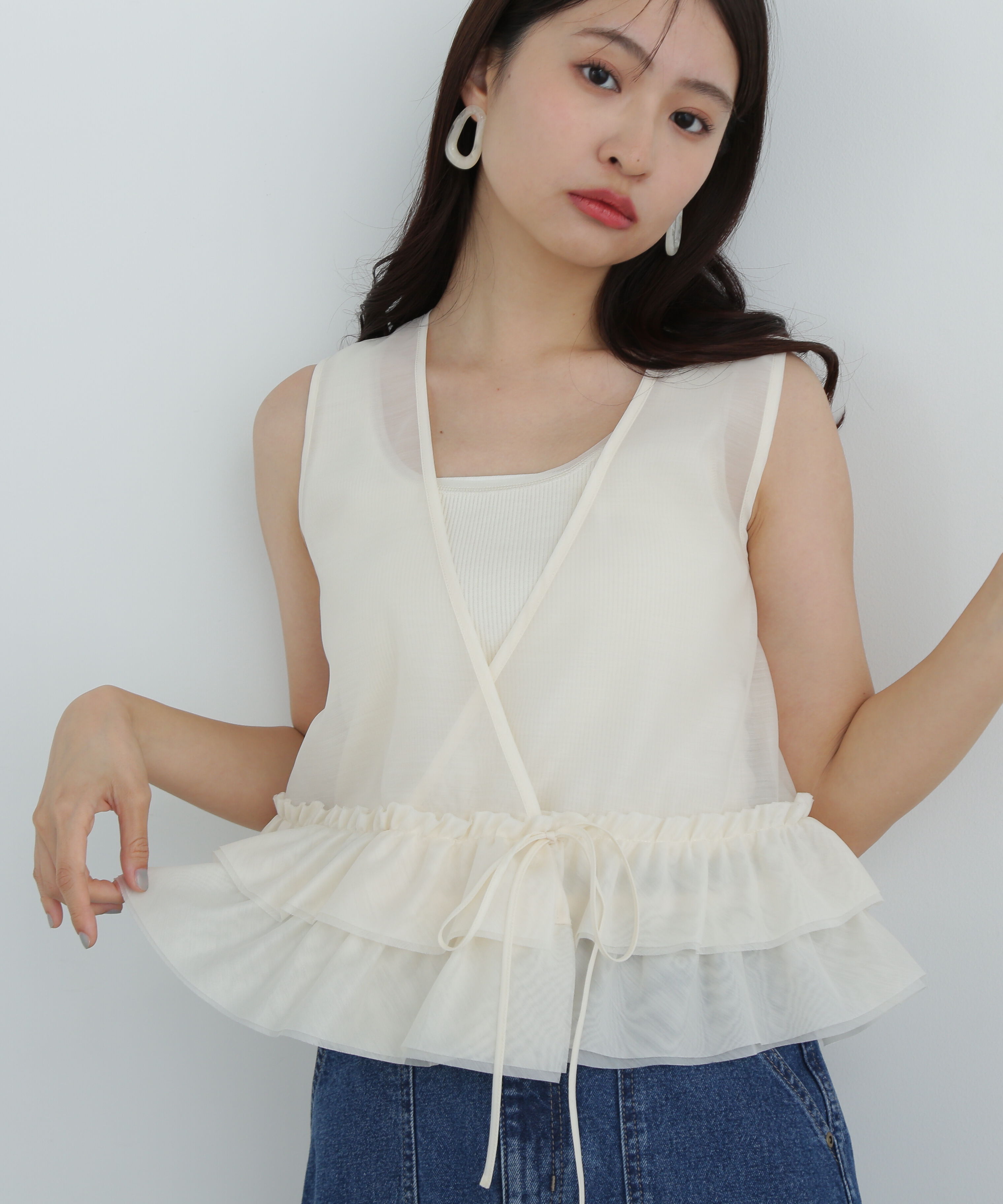  「フリルレイヤードジレ」|シャツ・ブラウス|