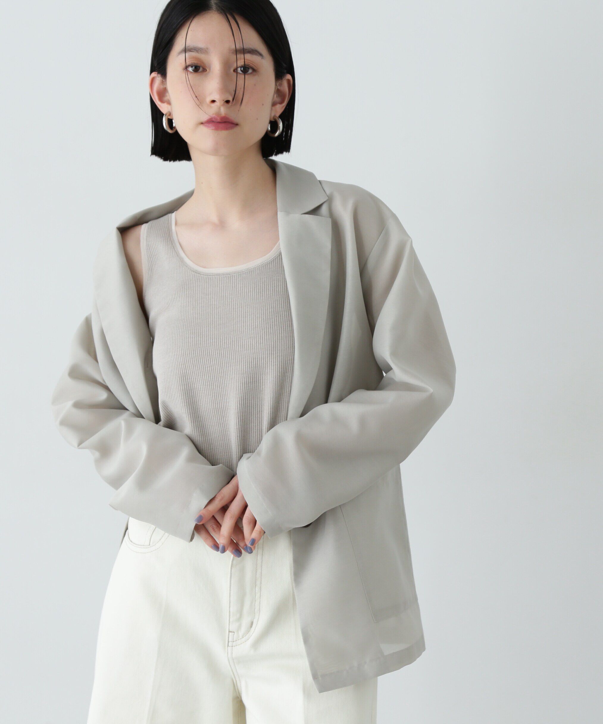  「シアートリムタンクトップ」|Tシャツ・カットソー|ベージュ