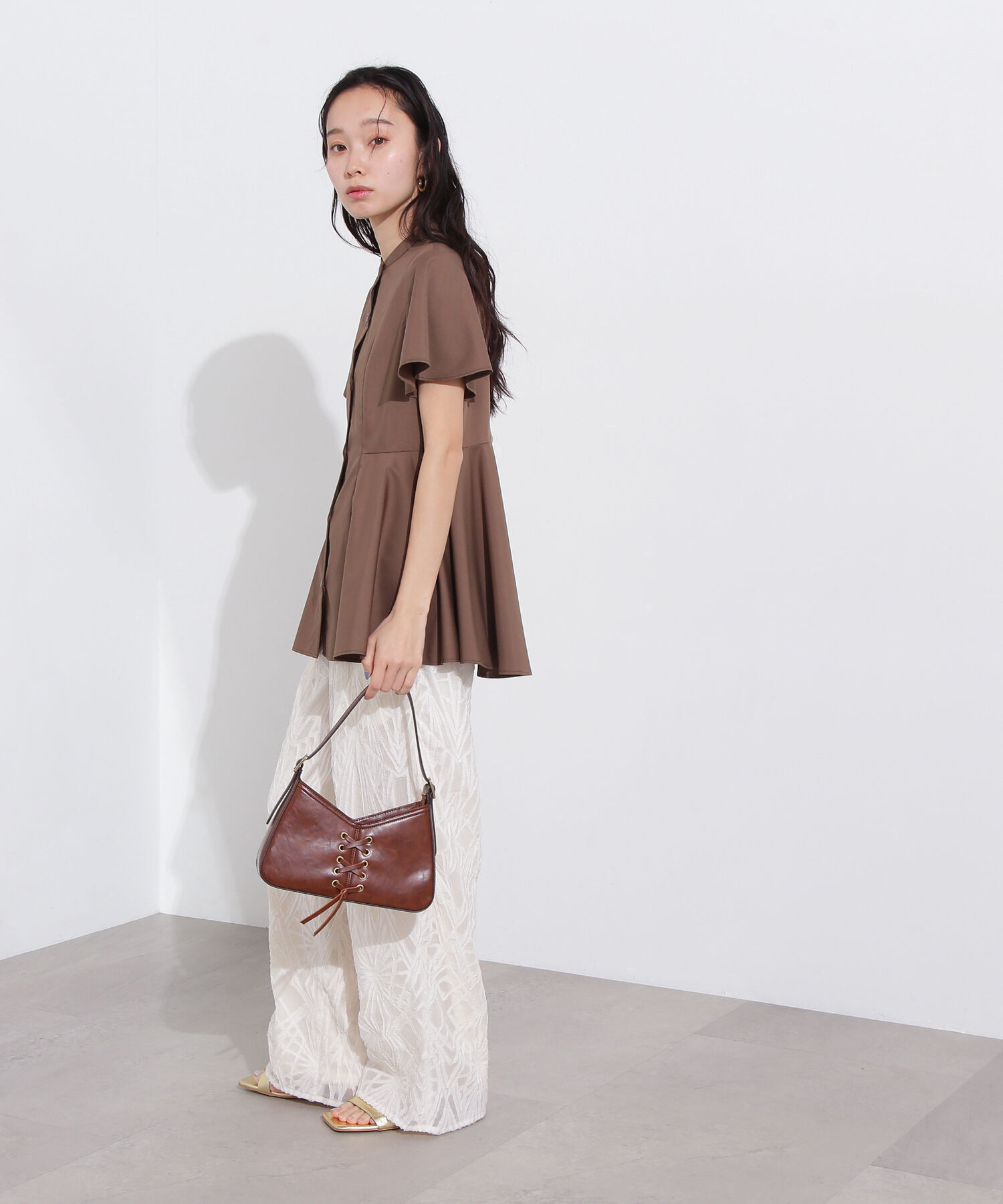  「フレアスリーブペプラムブラウス」|シャツ・ブラウス|