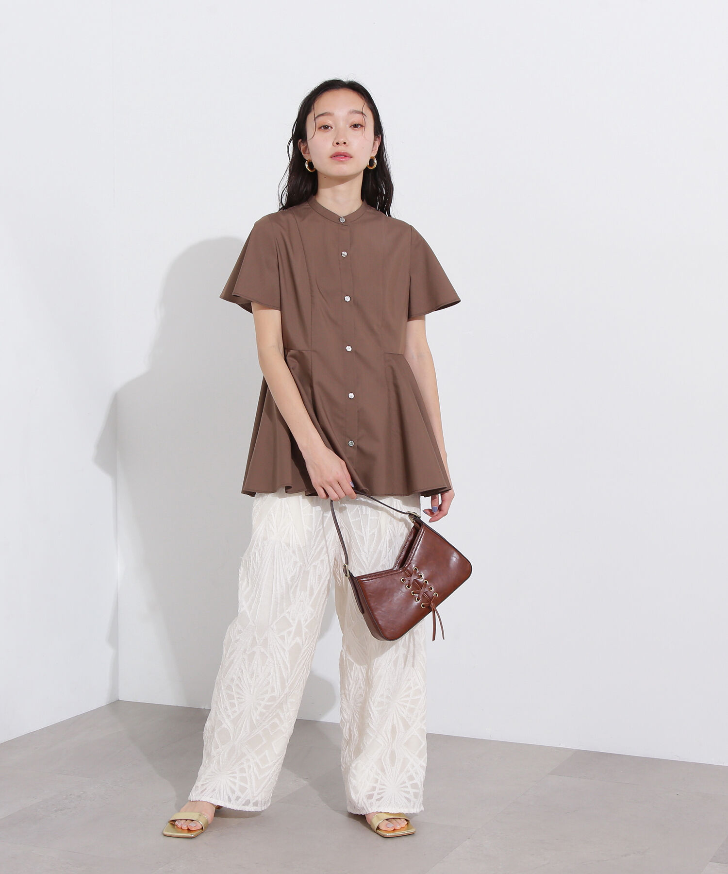  「フレアスリーブペプラムブラウス」|シャツ・ブラウス|