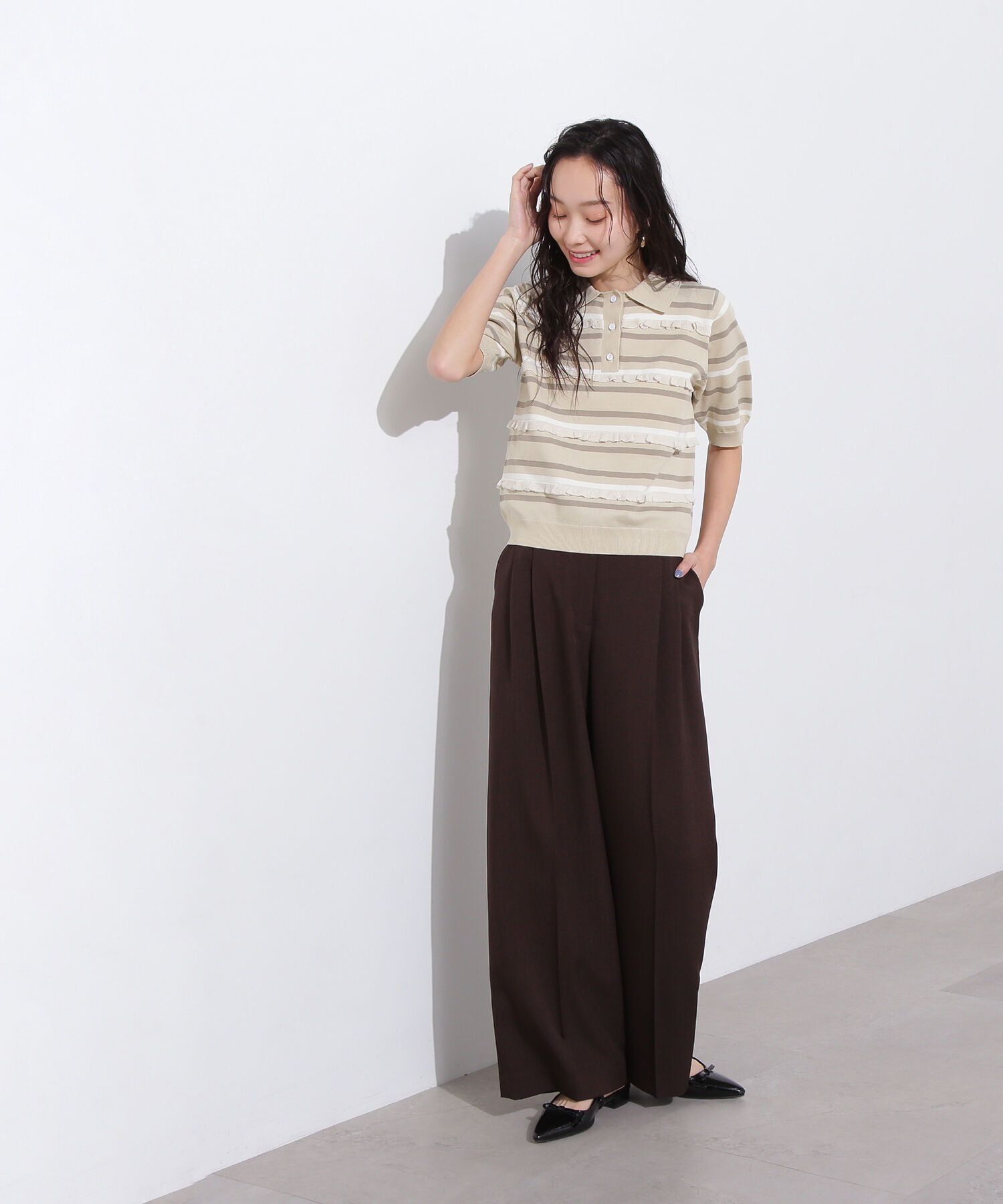  「ミックスボーダーポロニット」|ニット・セーター|