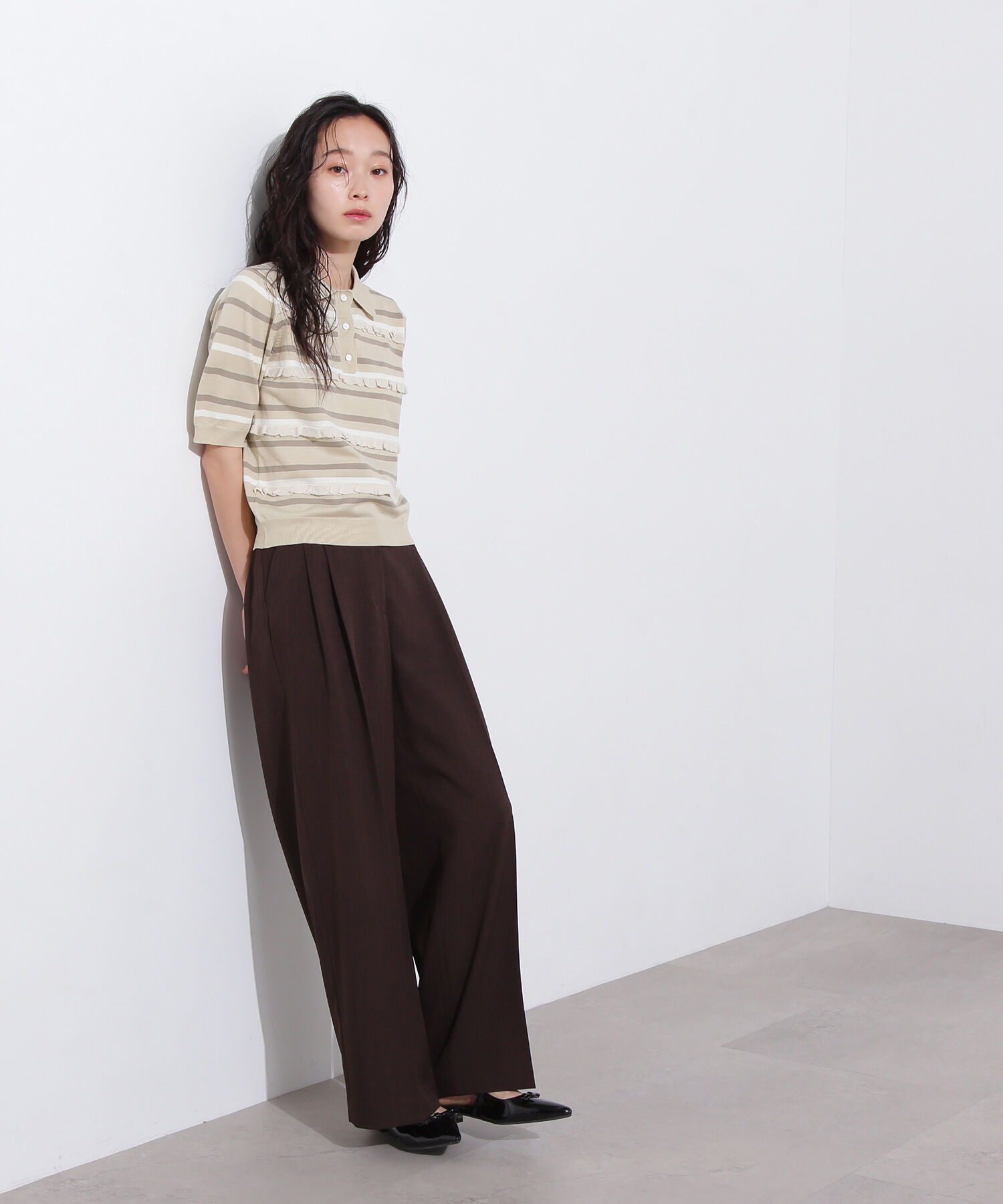  「ミックスボーダーポロニット」|ニット・セーター|