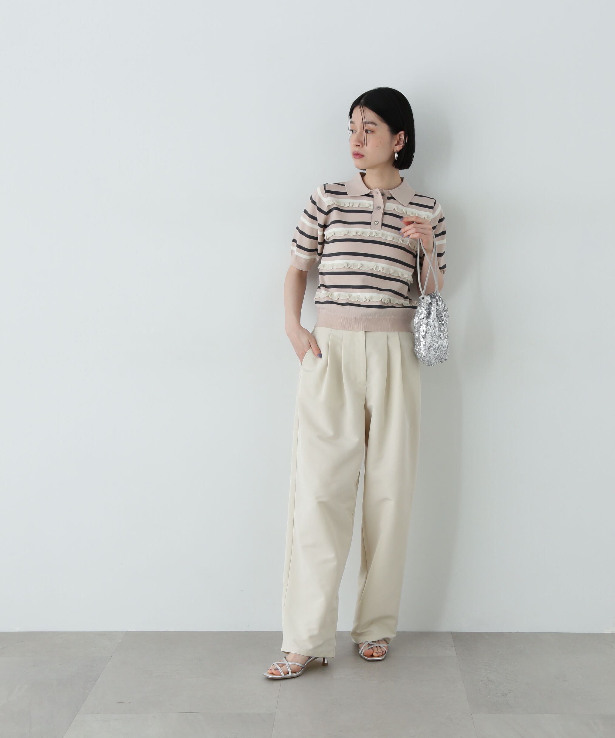  「ミックスボーダーポロニット」|ニット・セーター|