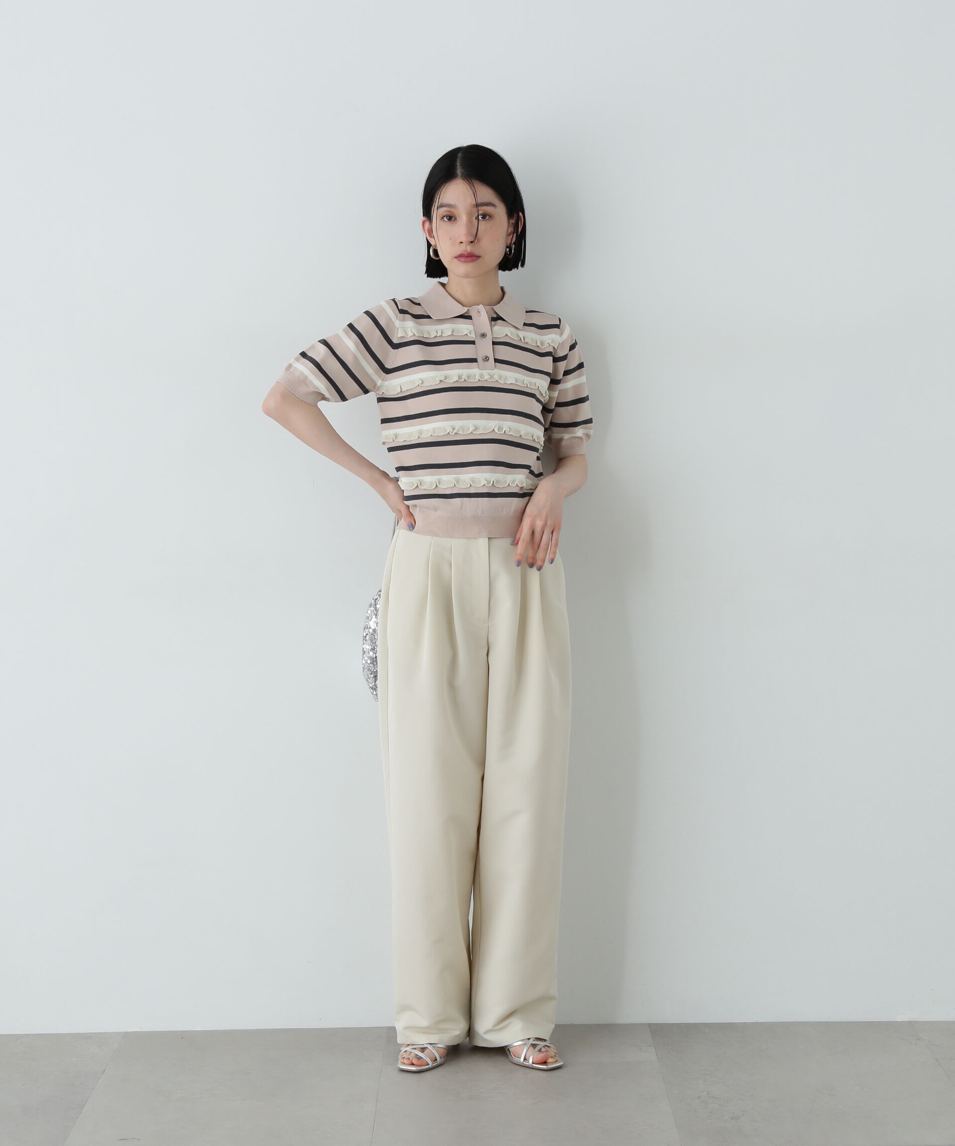  「ミックスボーダーポロニット」|ニット・セーター|