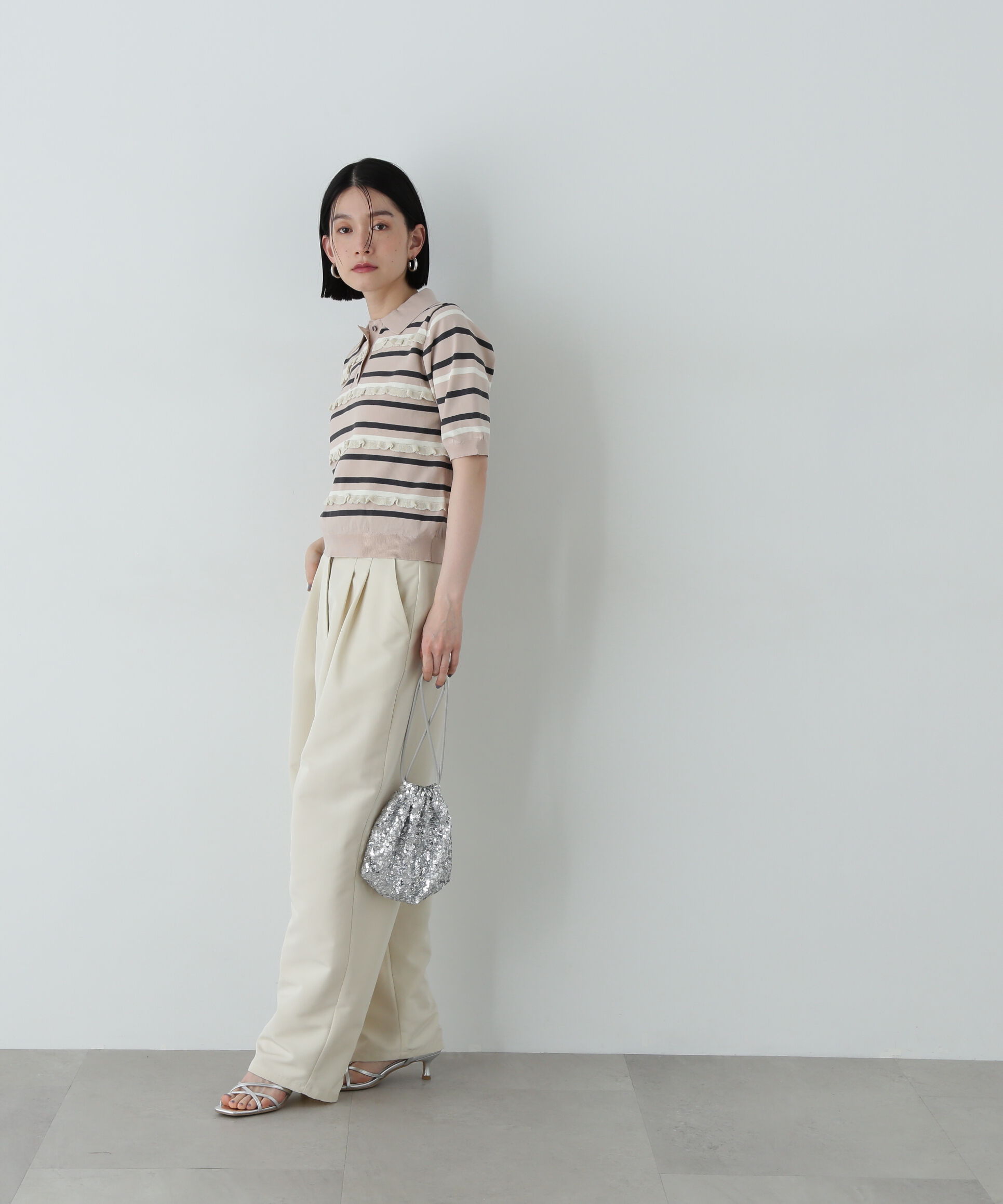  「ミックスボーダーポロニット」|ニット・セーター|