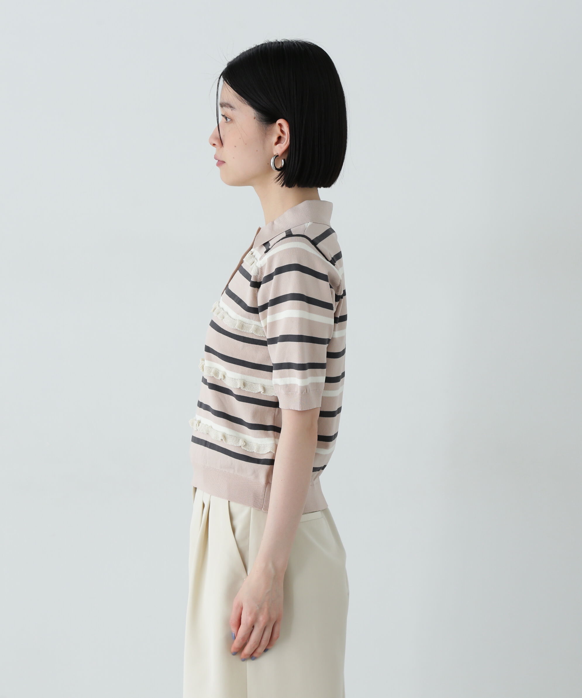  「ミックスボーダーポロニット」|ニット・セーター|