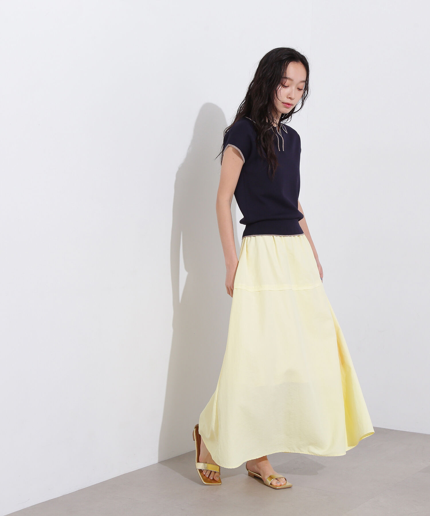  「ラメラインスキッパーポロニット」|ニット・セーター|