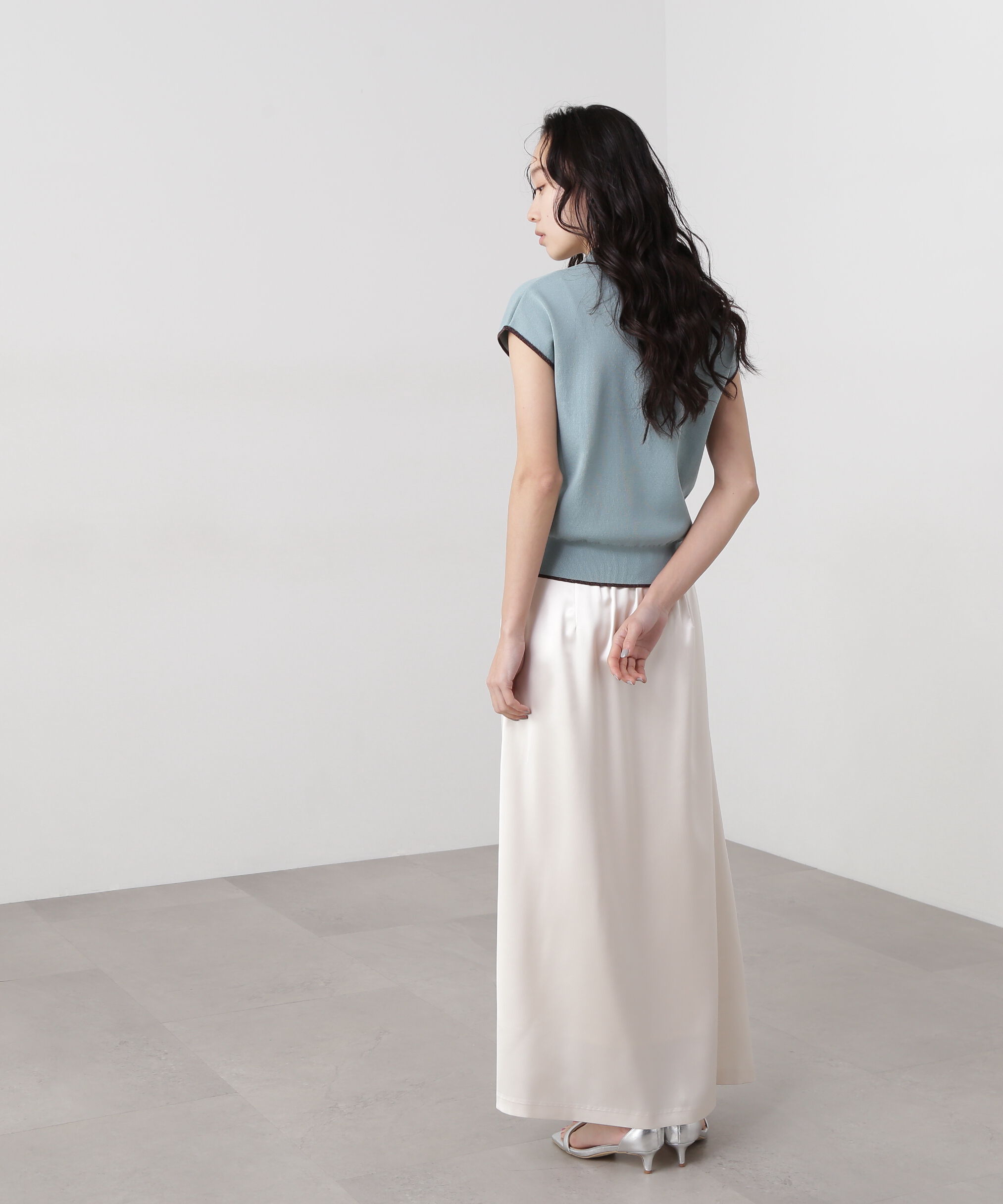  「ラメラインスキッパーポロニット」|ニット・セーター|