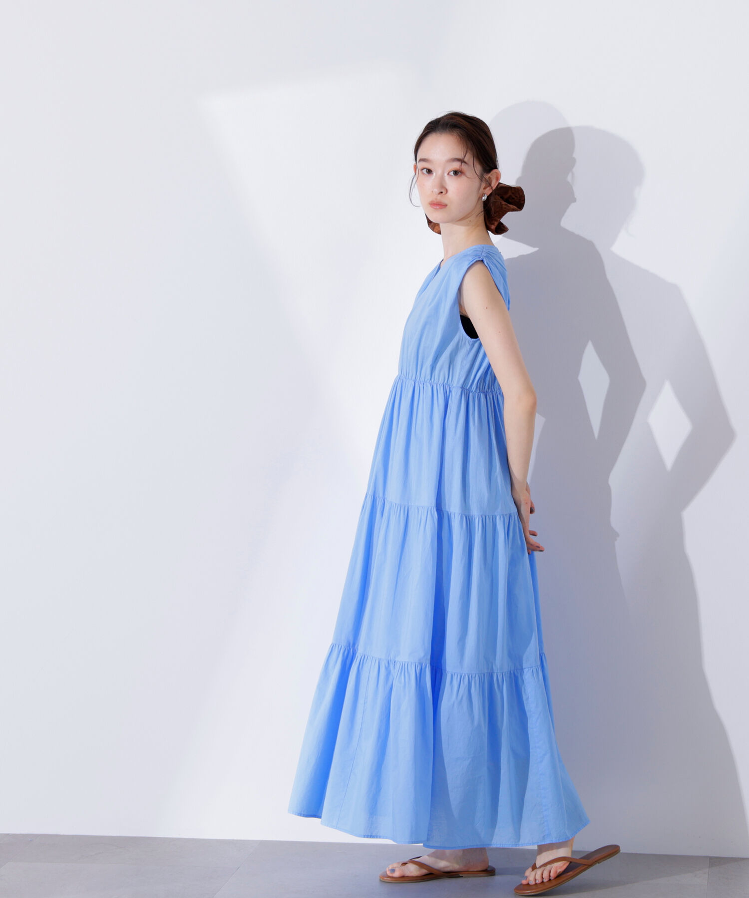  「コットンVネックティアードワンピース」|ワンピース|