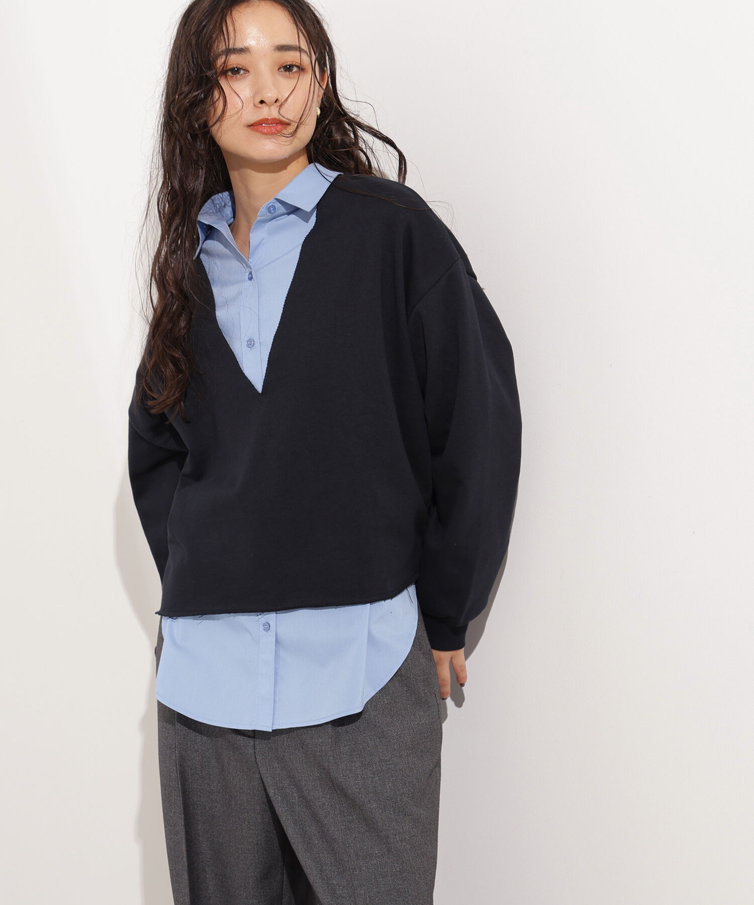  「Vネックスウェットプルオーバー」|Tシャツ・カットソー|