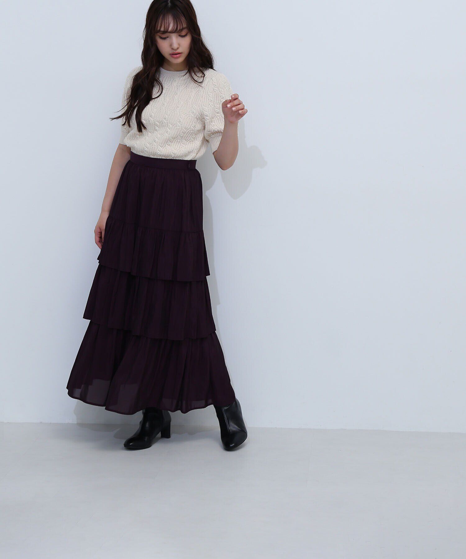  「グロッシーティアードスカート　24AW」|スカート|ディープパー 1